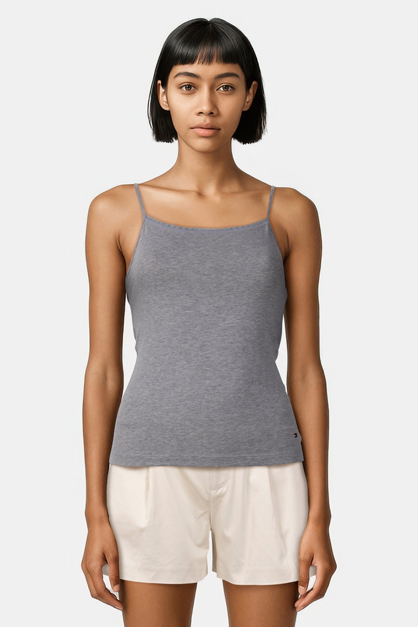 2 PACK CAMI WITH LAC WHITE/GREY HEATHER 2