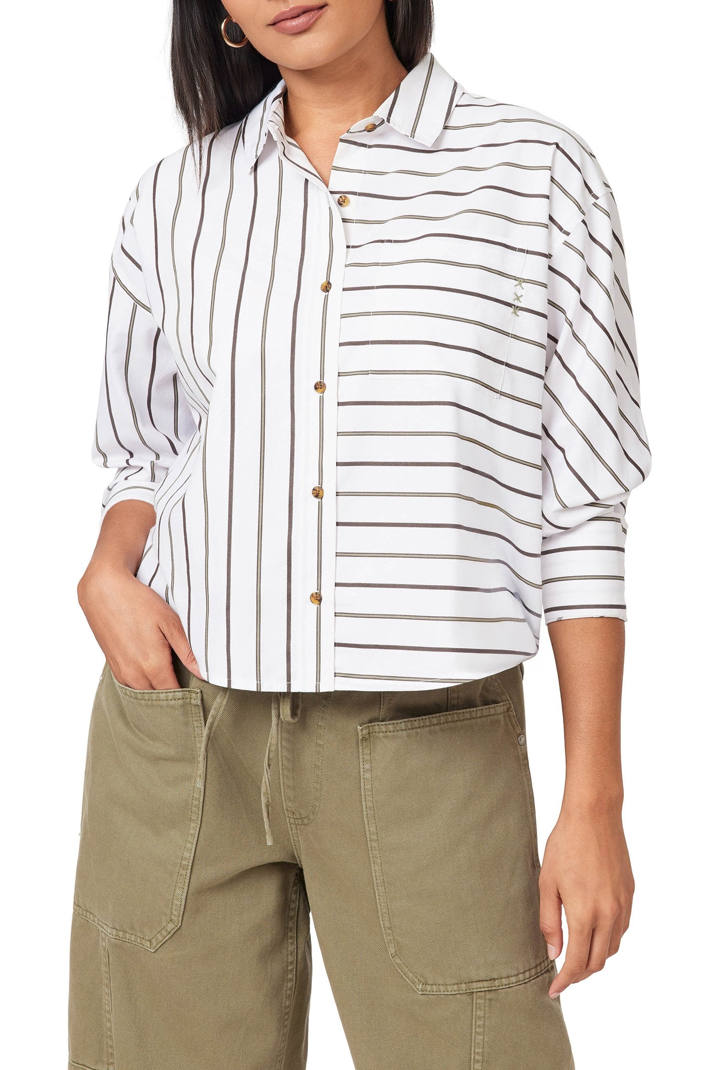 CROPPED BOYFRIEND SHIRT SUGAR SWIZZLE STRIPE 6