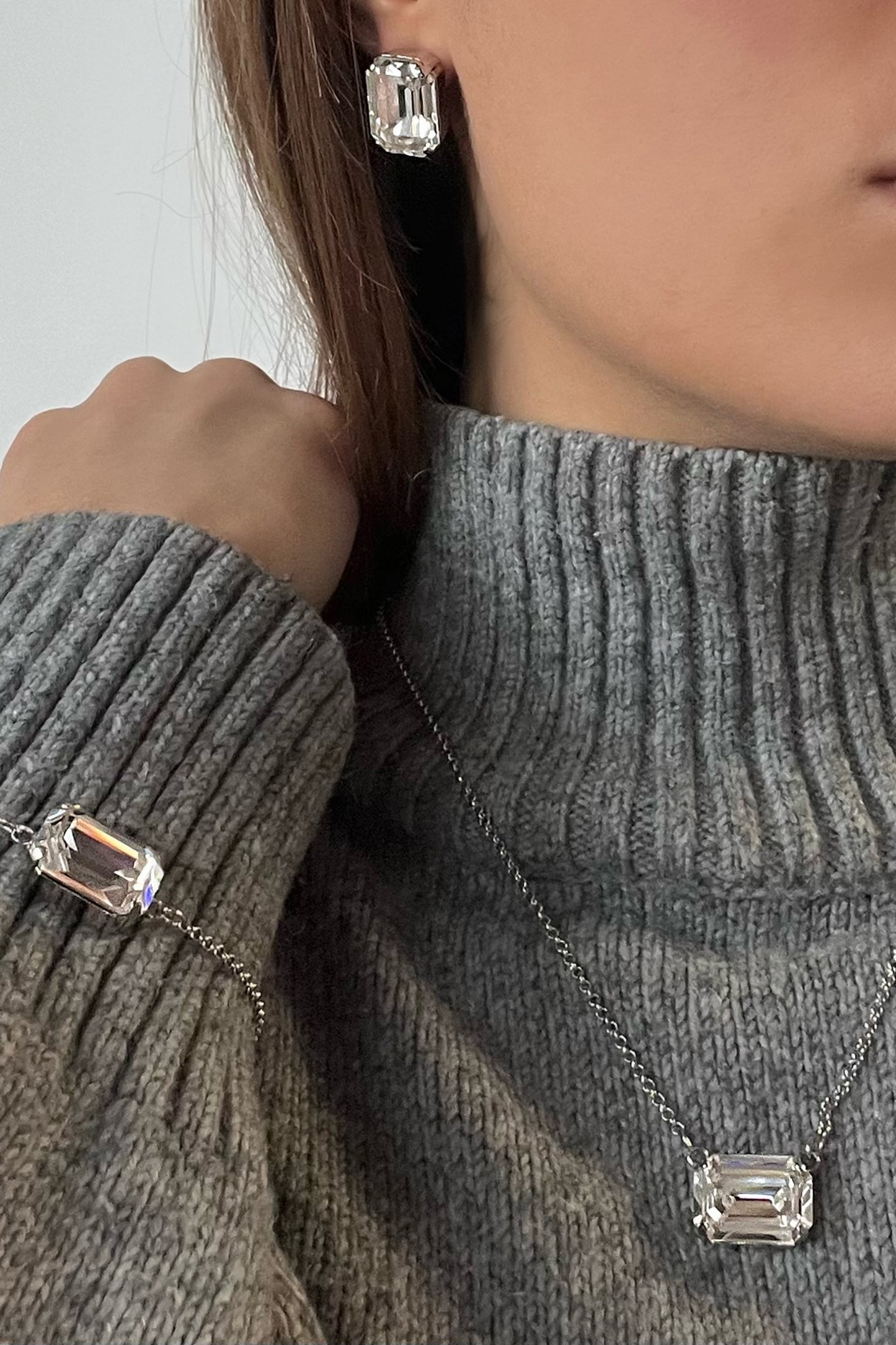 LADY DI NECKLACE RHODIUM CRYSTAL 2