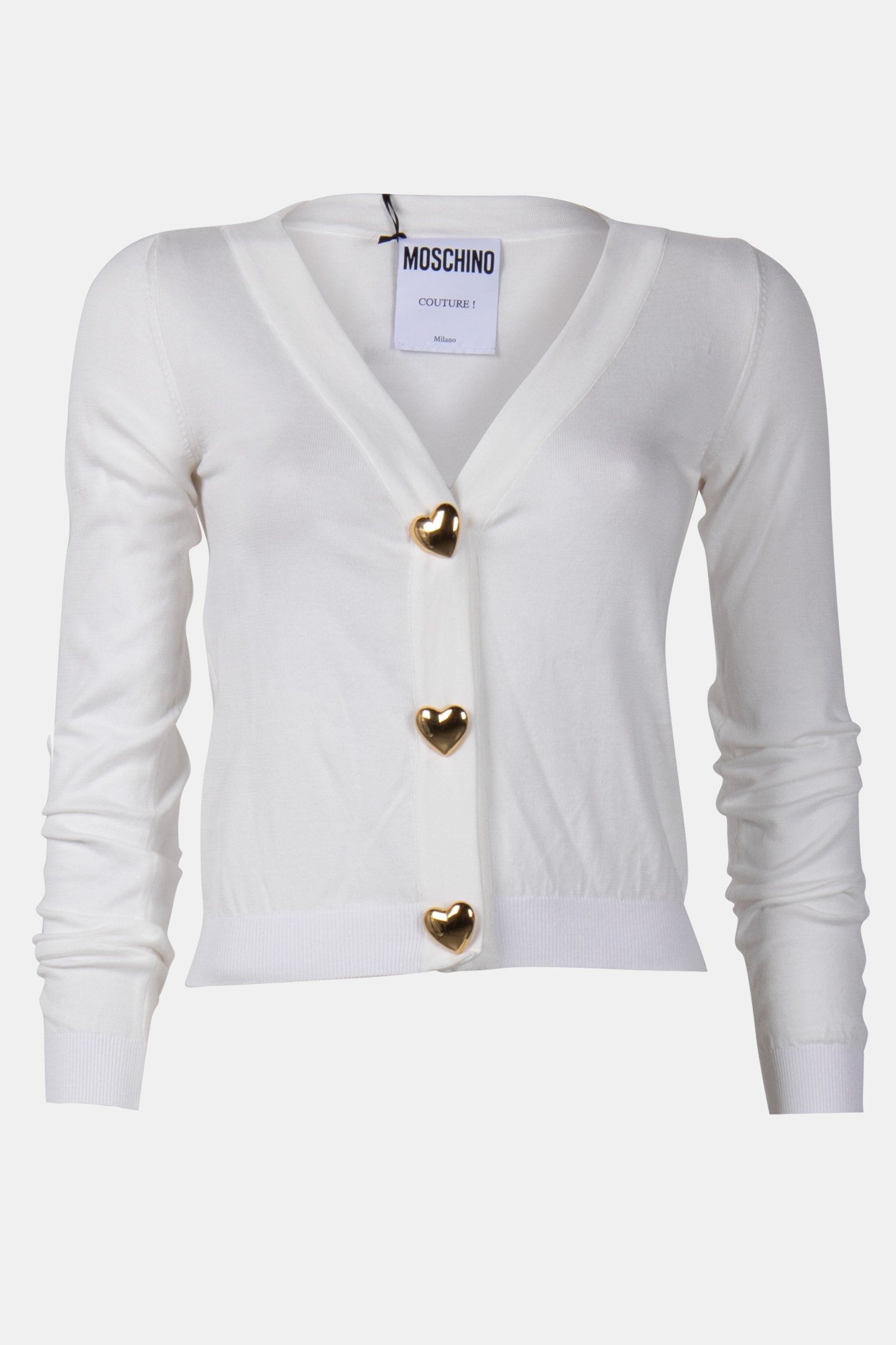 HEART BUTTONS KNITTED CARDIGAN WHITE 3