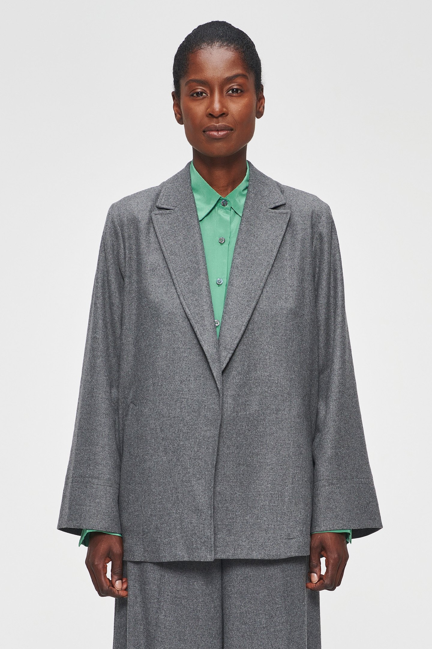 RELAXED FLANNEL JACKET STEEL GREY 3