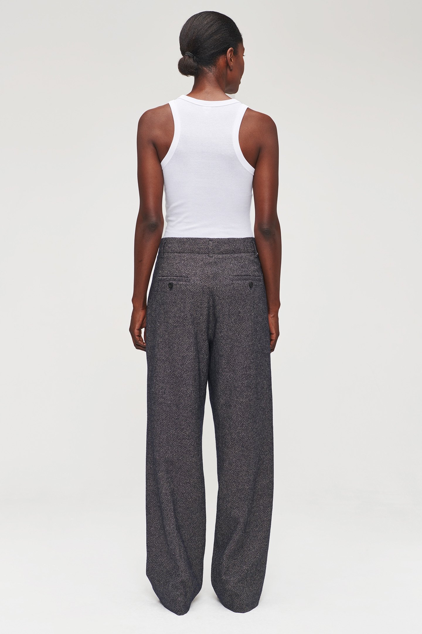 COTTON WOOL MIX PLEATED PANTS MIDNIGHT BLUE 4