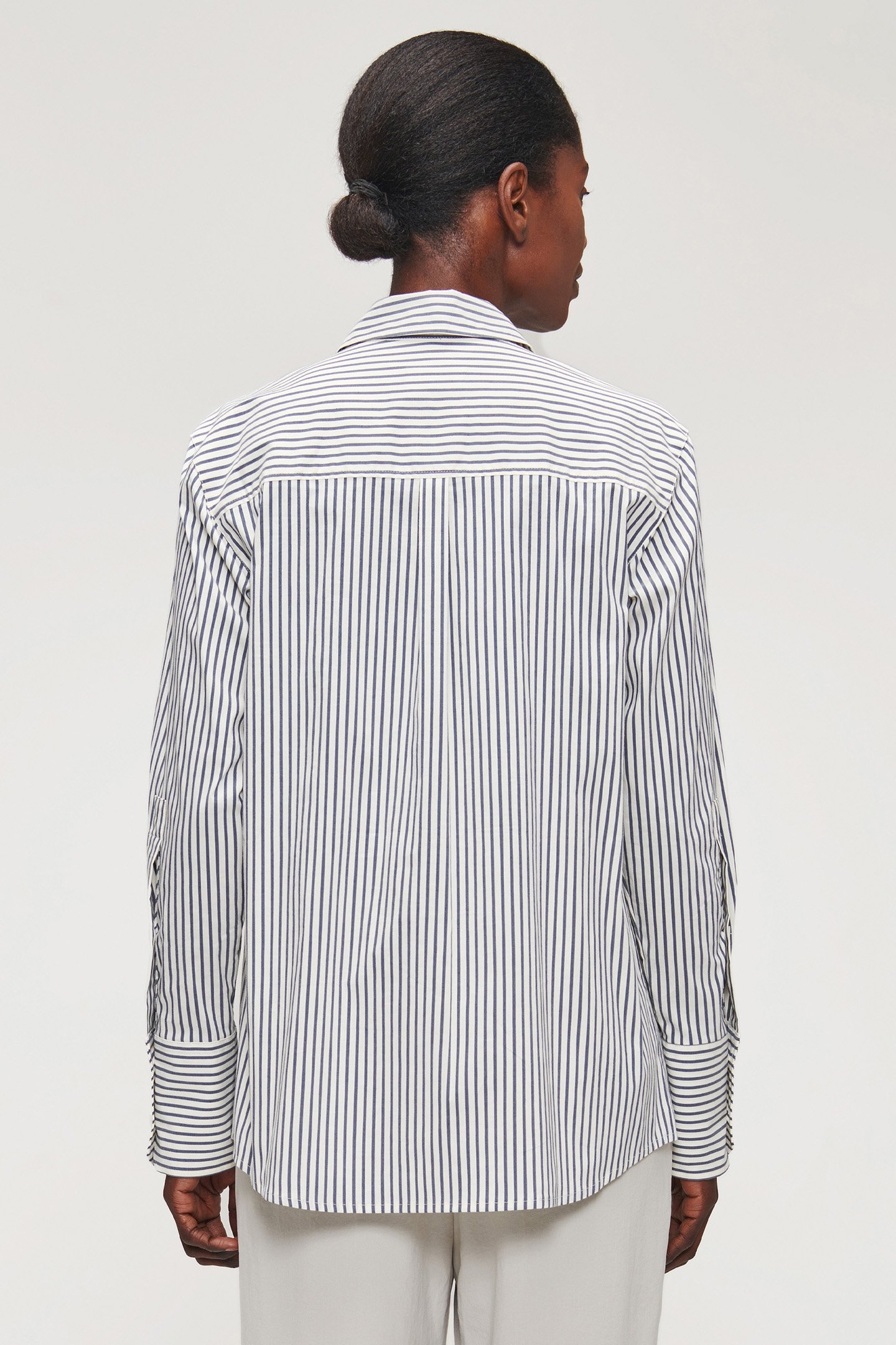 SOFT COTTON MIX STRIPPED SHIRT MIDNIGHT BLUE 2