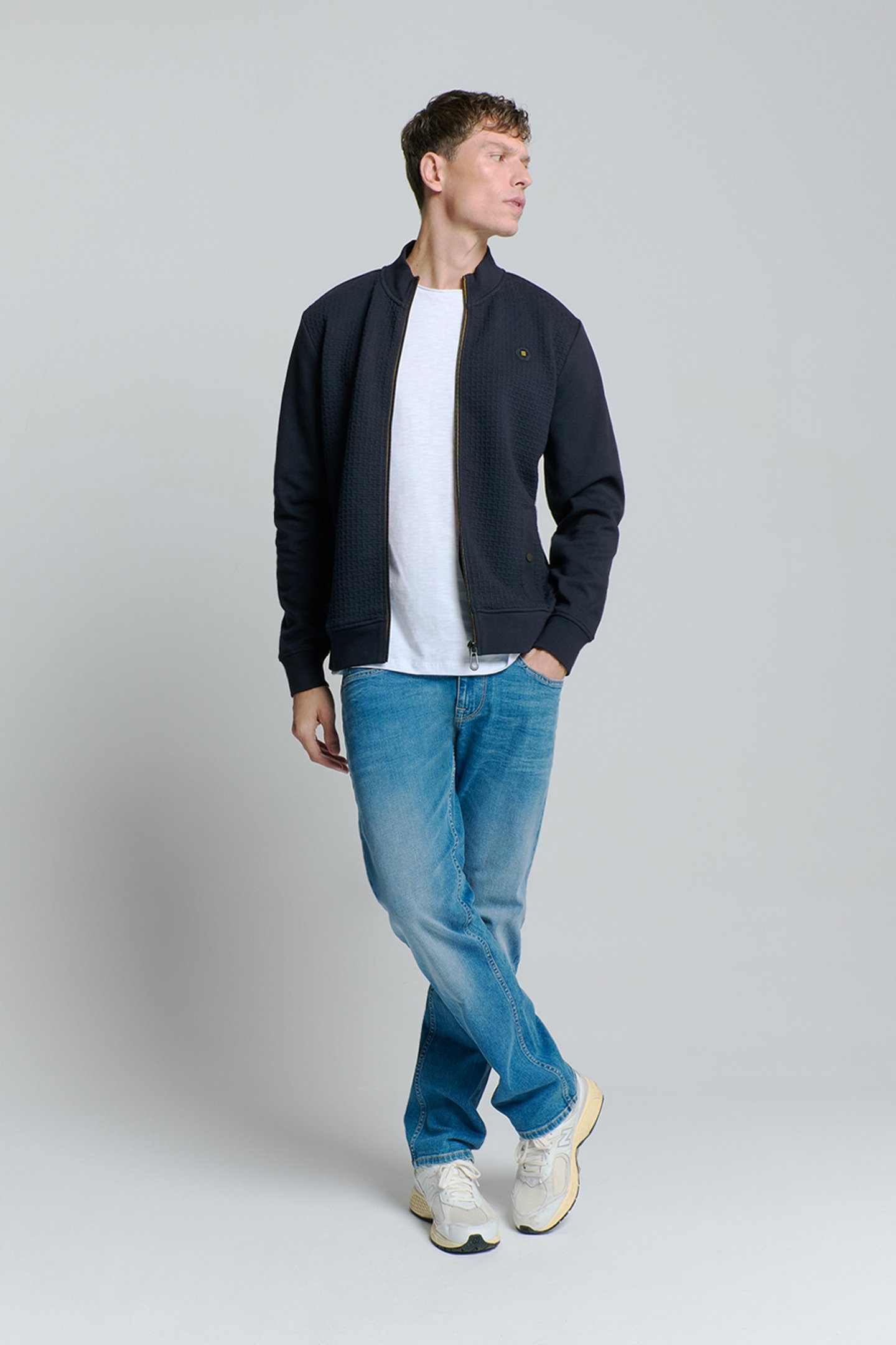 SWEATER FULL ZIPPER DOUBLE LAYER JACQUARD STRETCH BLUEBERRY 3