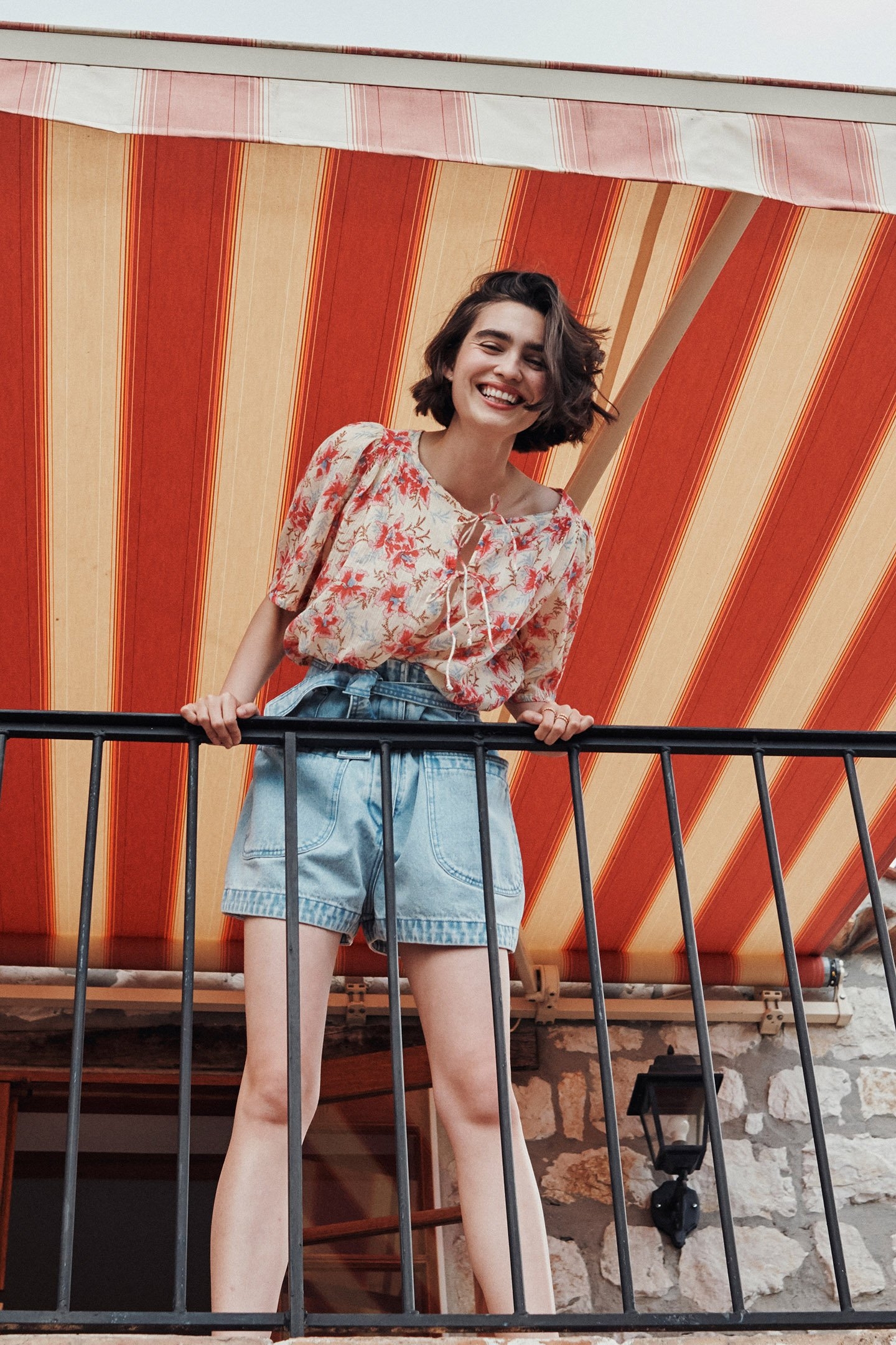 BLOUSE MARINE RASPBERRY FLOWERS 5