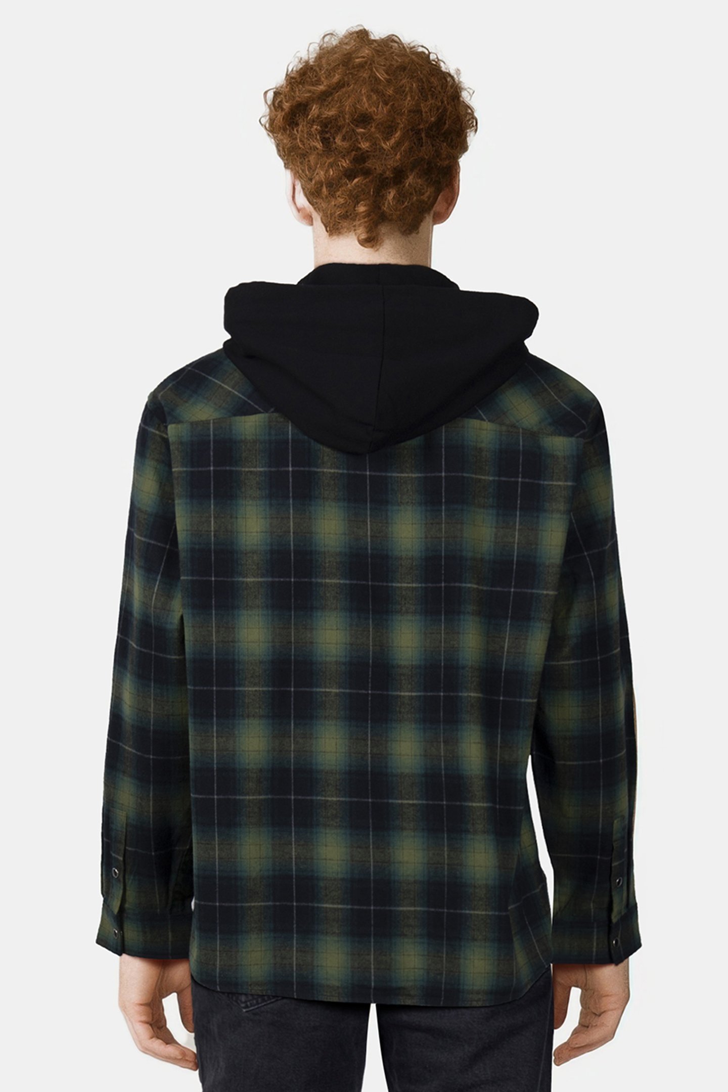 CHECKED SHIRT WITH HOOD BLACK/GREEN 2