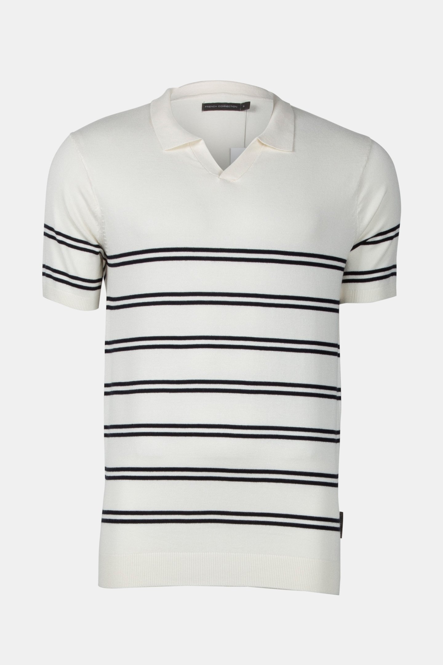 LUX TROPHY STRIPE SHORT SLEEVE ECRU/MARINE 3