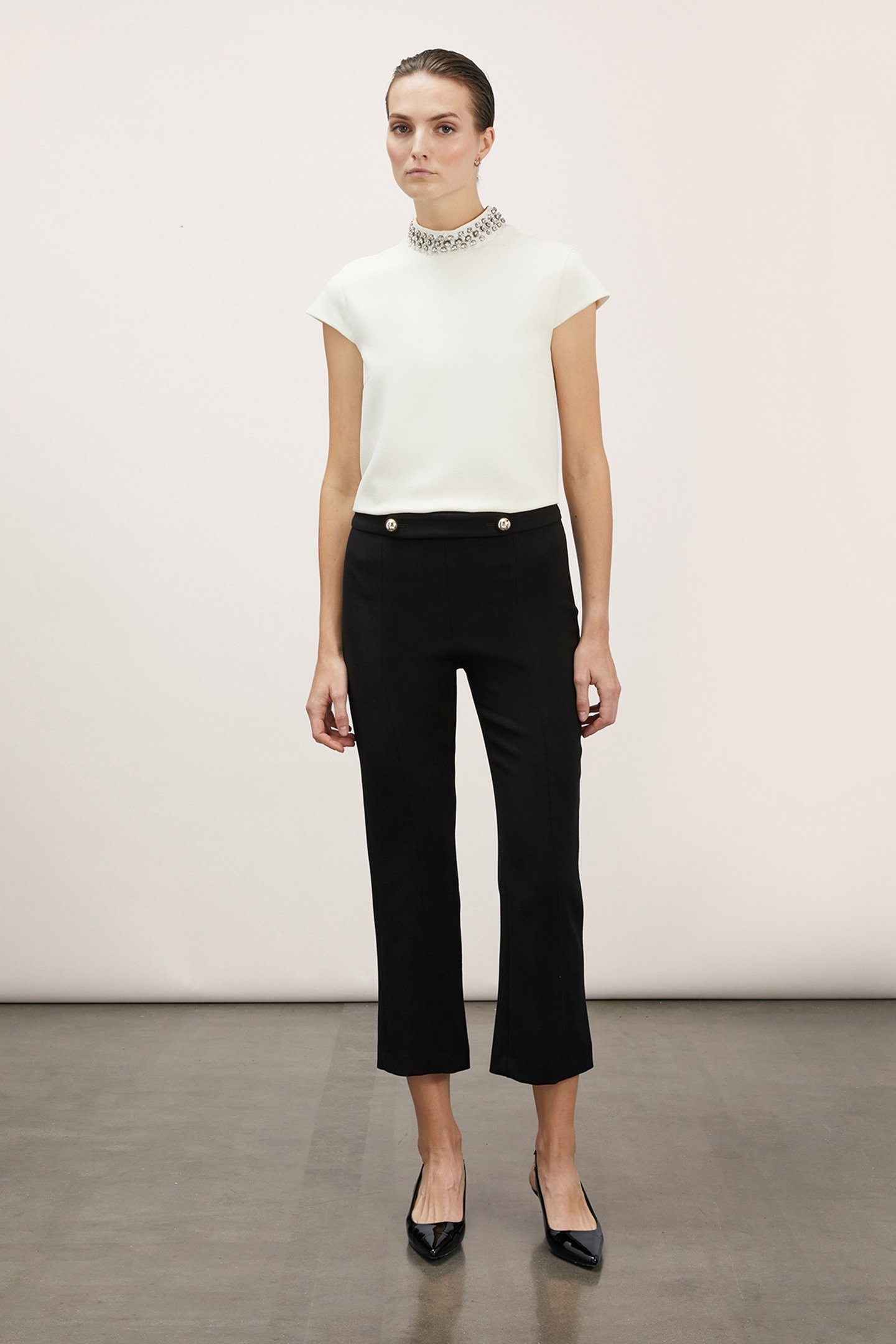 KICK FLARE TROUSERS WITH STRAP BLACK 3