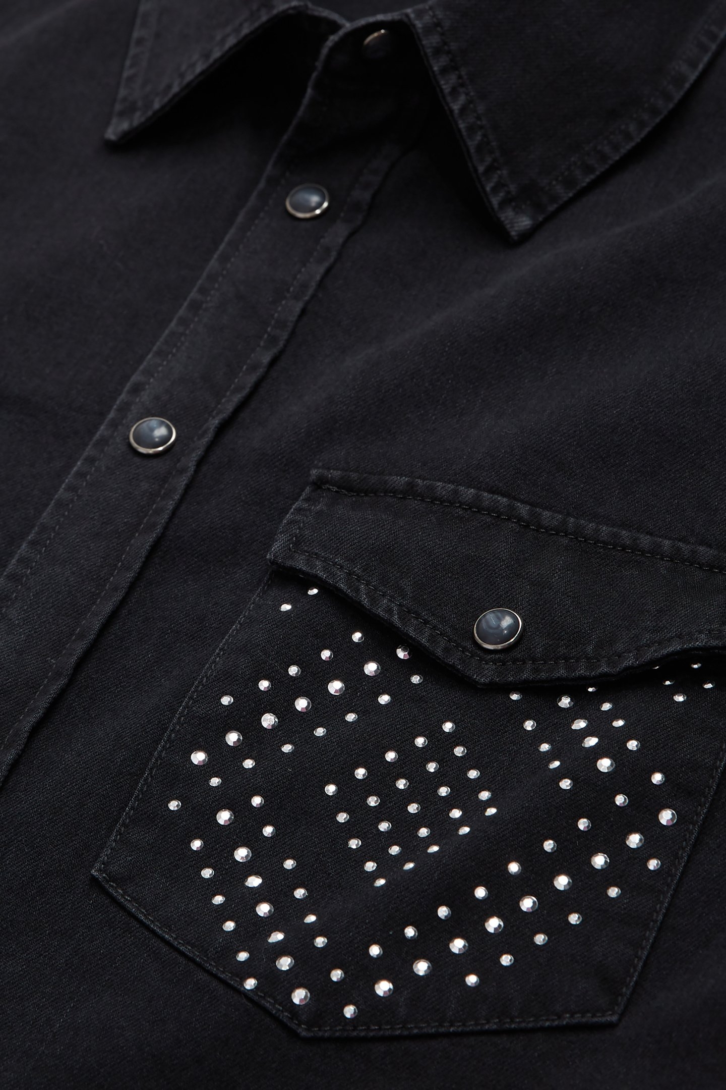 WESTERN BLACK DENIM SHIRT WITH STUD BLACK WASHED 2