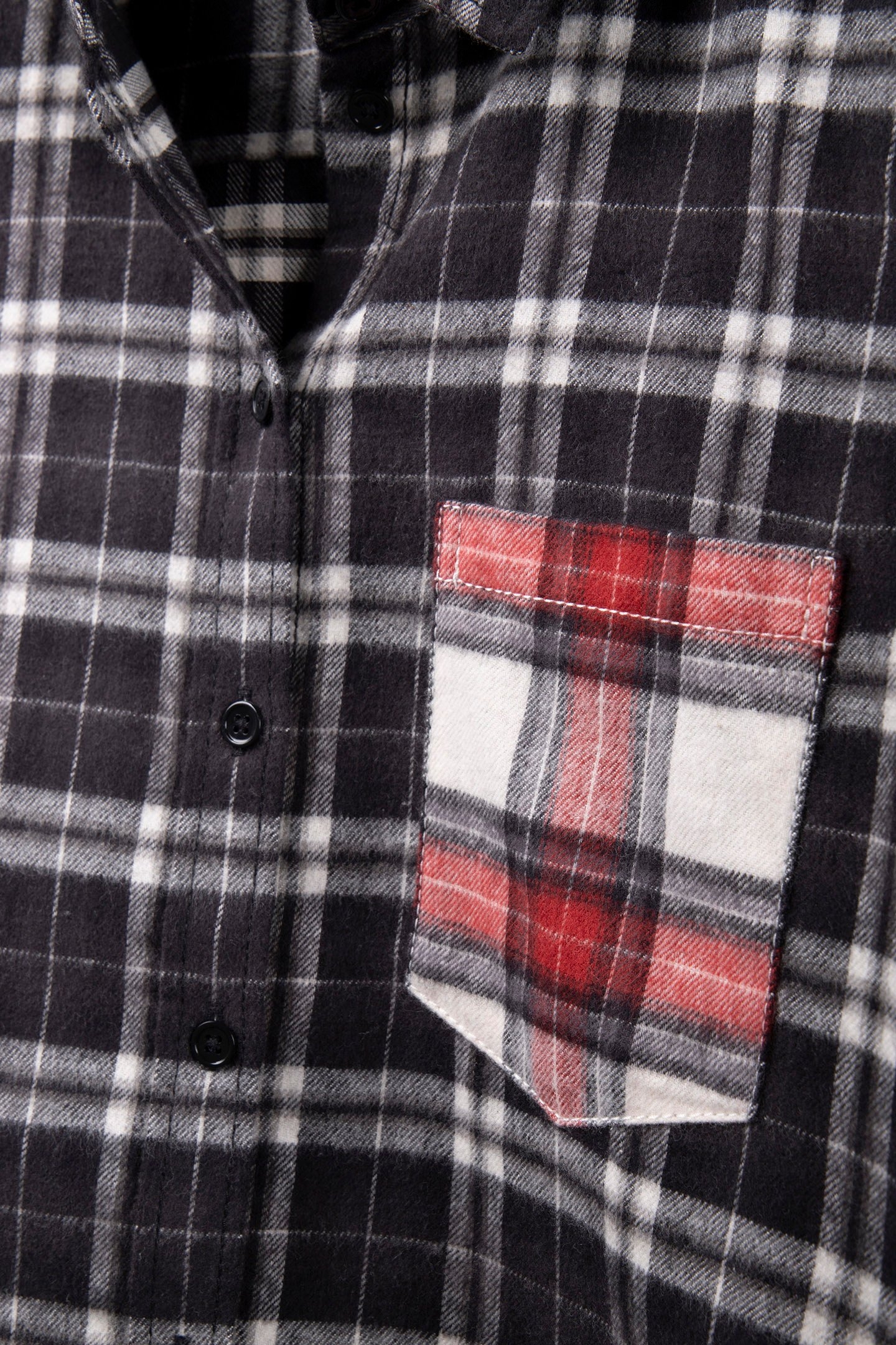 CHECKED SHIRT WITH CONTRASTING POCKETS BLACK 4
