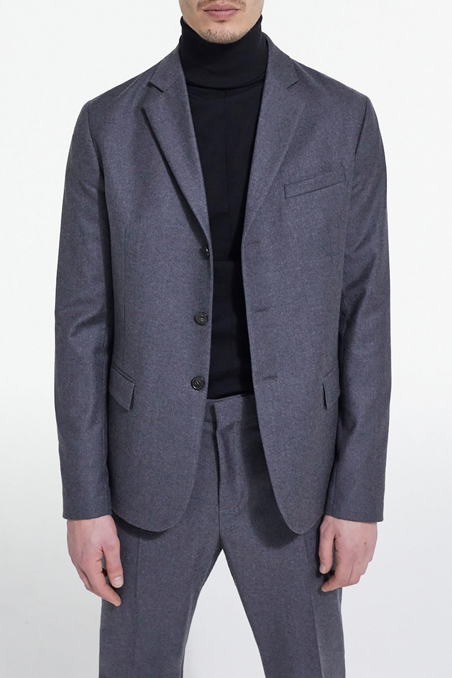 WOOL SUIT JACKET WITH FLAP POCKETS GREY 1