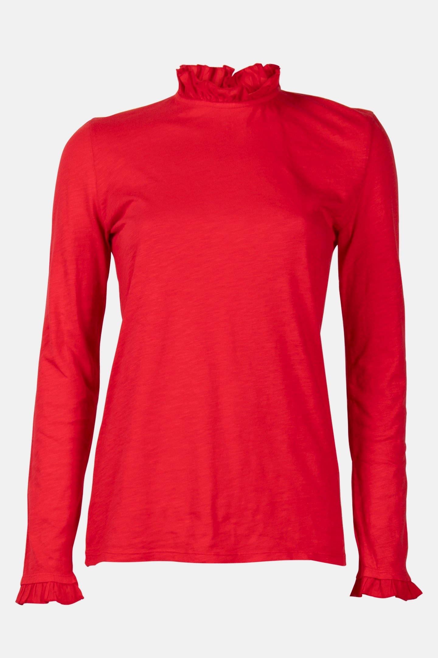 ORGANIC SLUB FRILL LONGSLEEVE POPPY RED 3