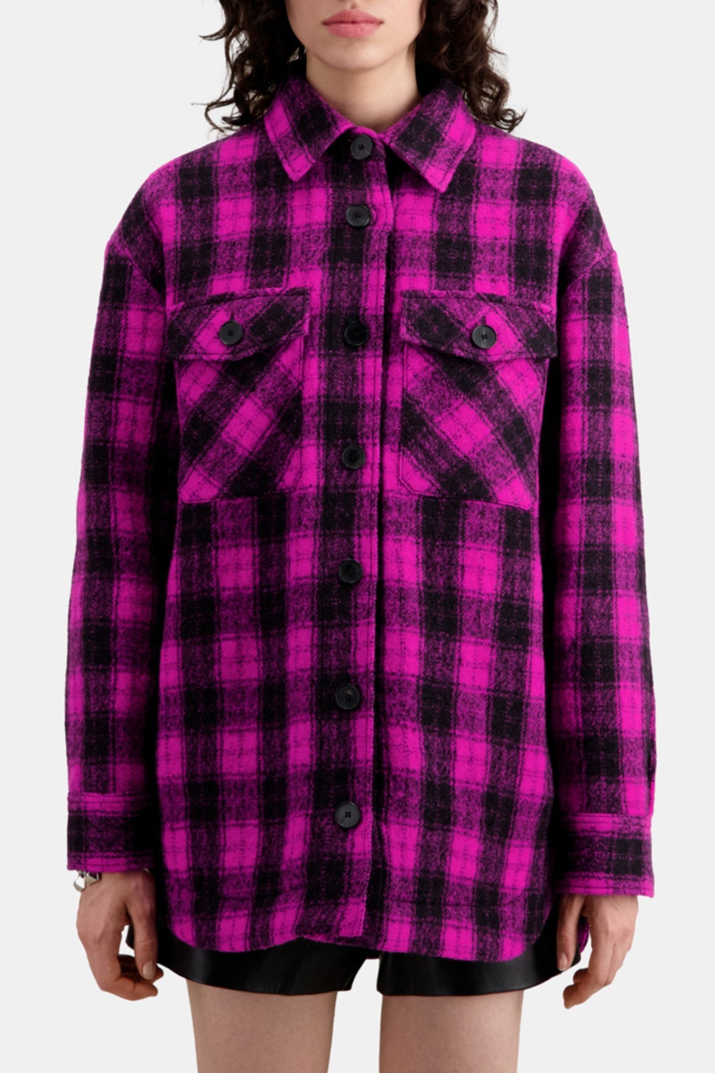 OVERSHIRT WITH QUILTED SIDE POCKETS PINK BLACK 1