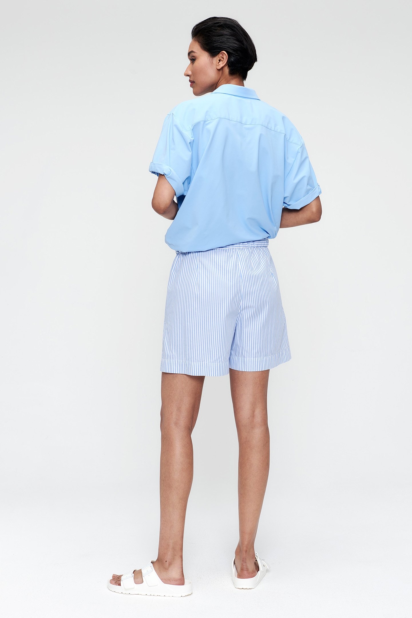STRIPED COTTON SHORTS AIR BLUE 3