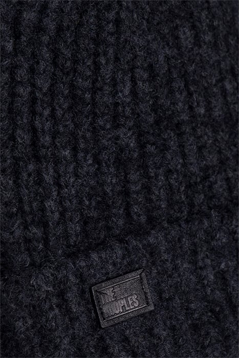 ALPACA WOOL HAT WITH LEATHER PATCH ANTHRACITE MELANGE 3