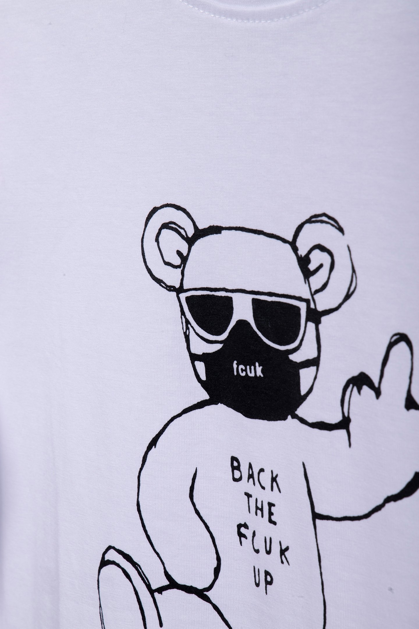 FCUK BACK UP BEAR TEE WHITE/BLACK 4