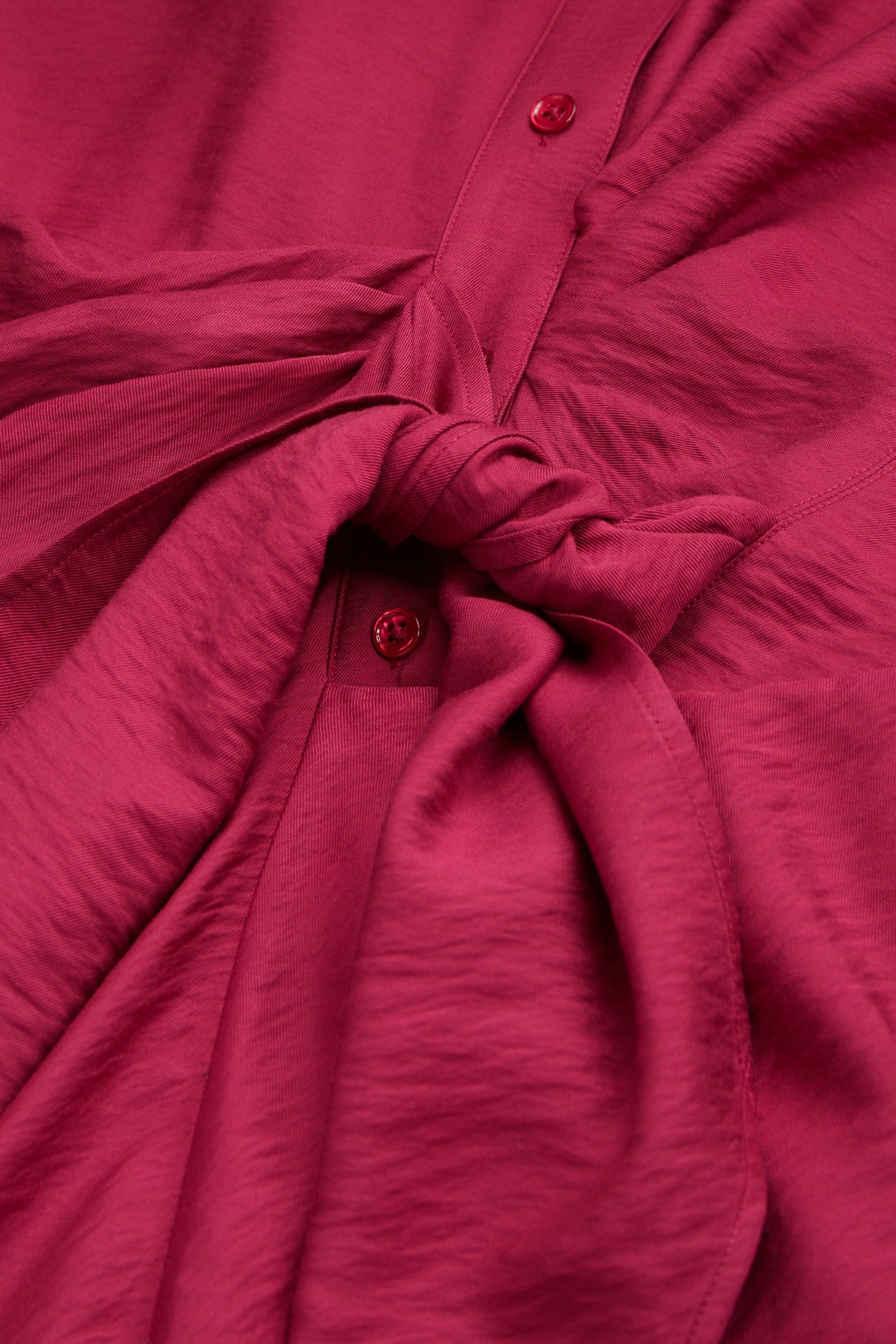 LONG-SLEEVED TIE-UP SHIRT DRESS RASPBERRY 4