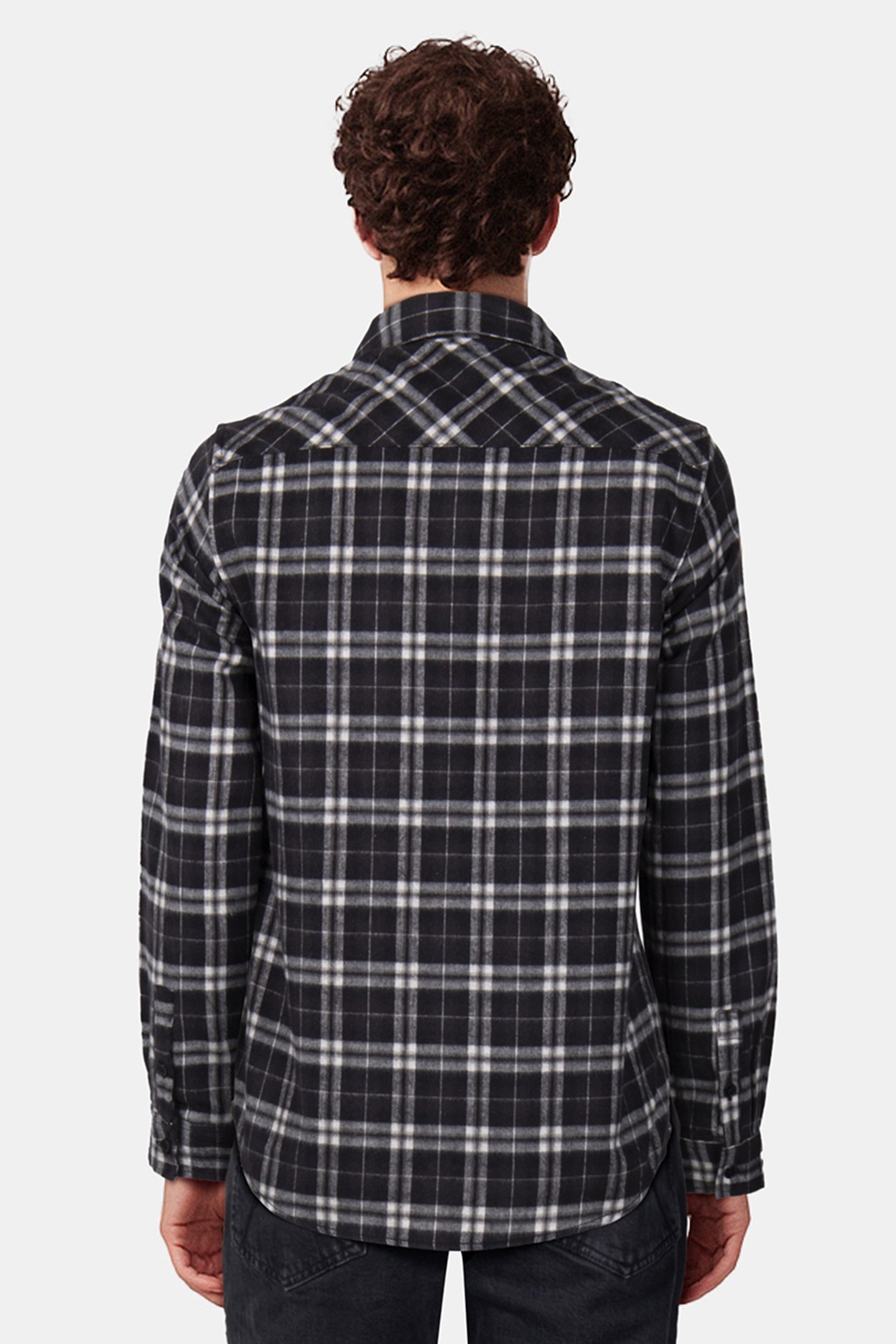 CHECKED SHIRT WITH CONTRASTING POCKETS BLACK 2