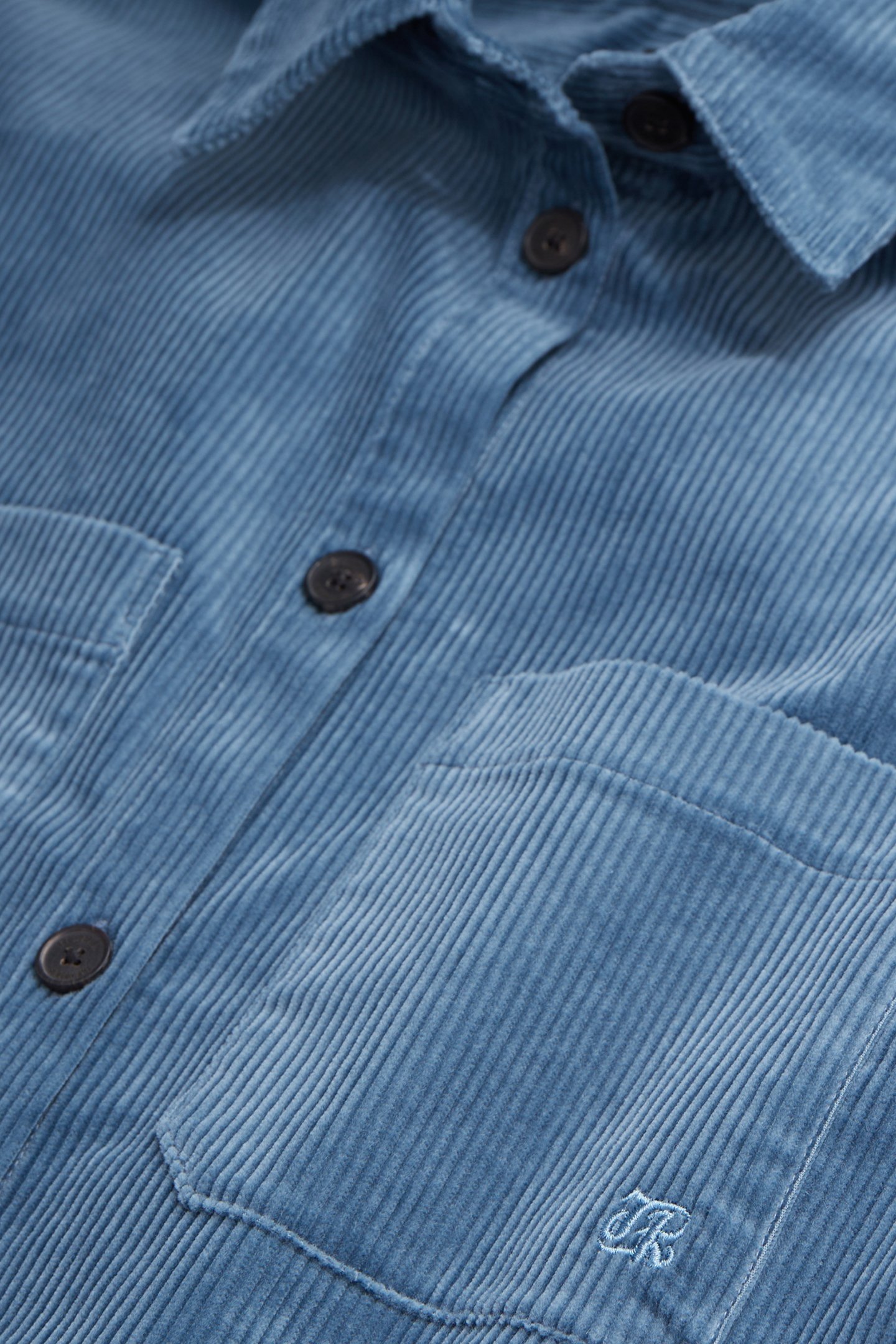 LONG-SLEEVED CORDUROY SHIRT BLUE PETROL 5