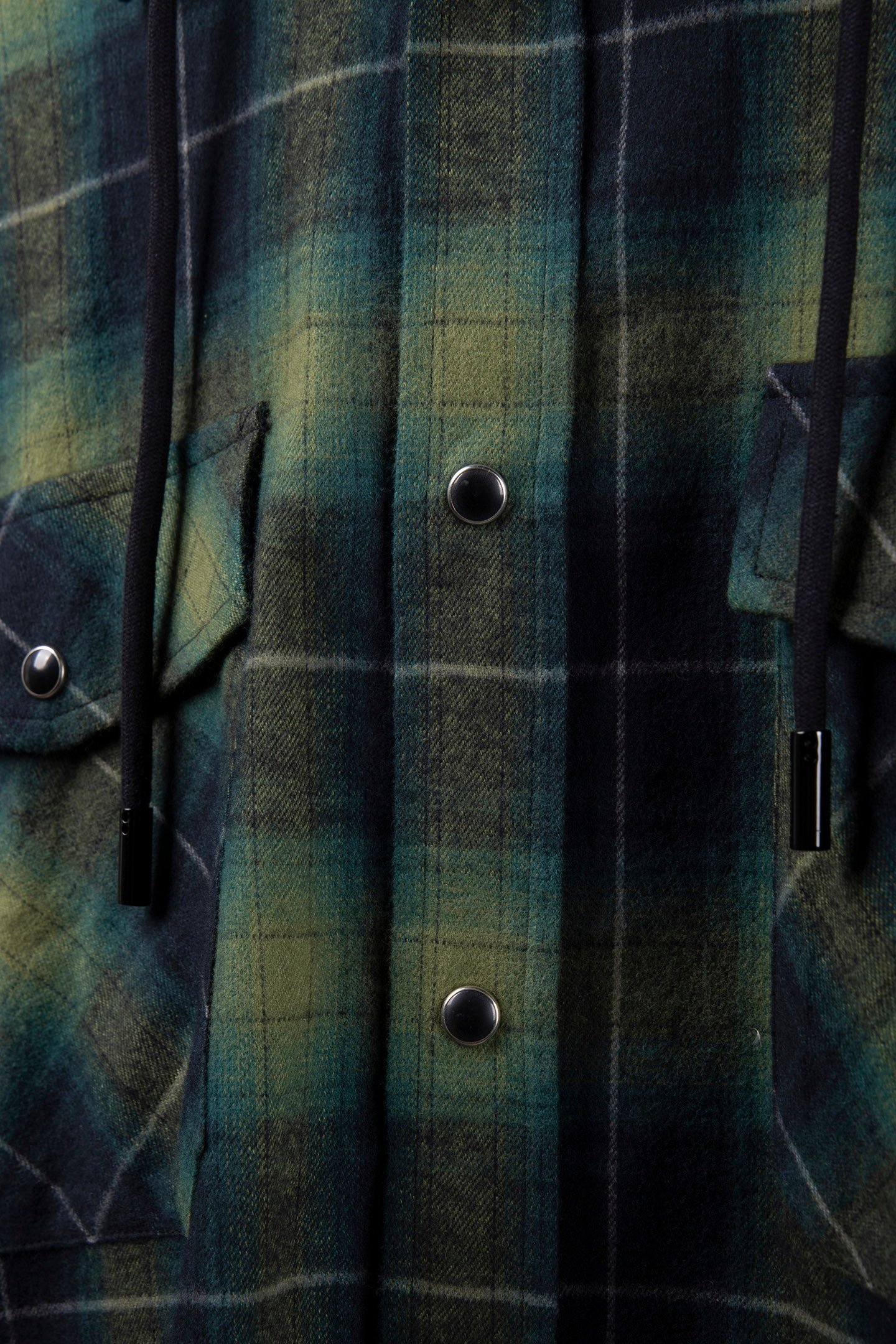 CHECKED SHIRT WITH HOOD BLACK/GREEN 4