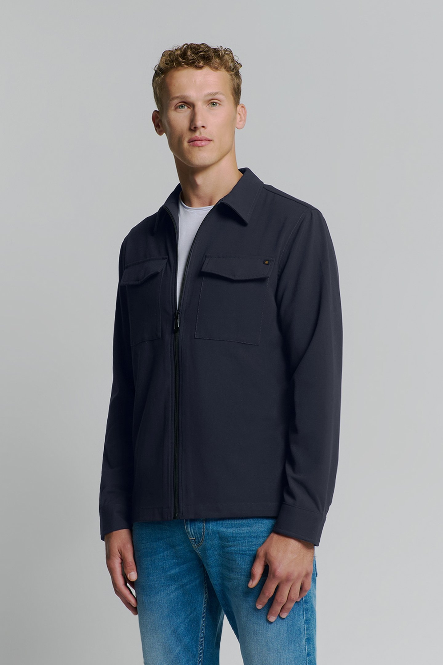 OVERSHIRT ZIP CLOSURE STRETCH BLUEBERRY 1
