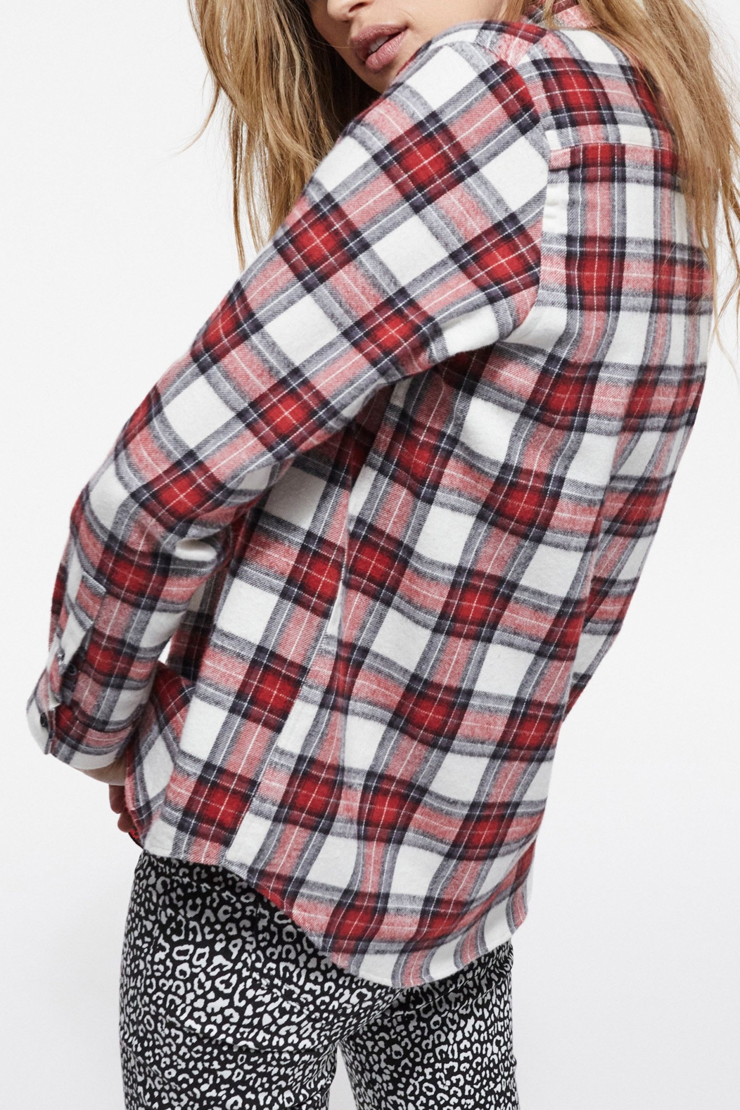 CHECKED SHIRT WITH CONTRASTING POCKETS RED 6