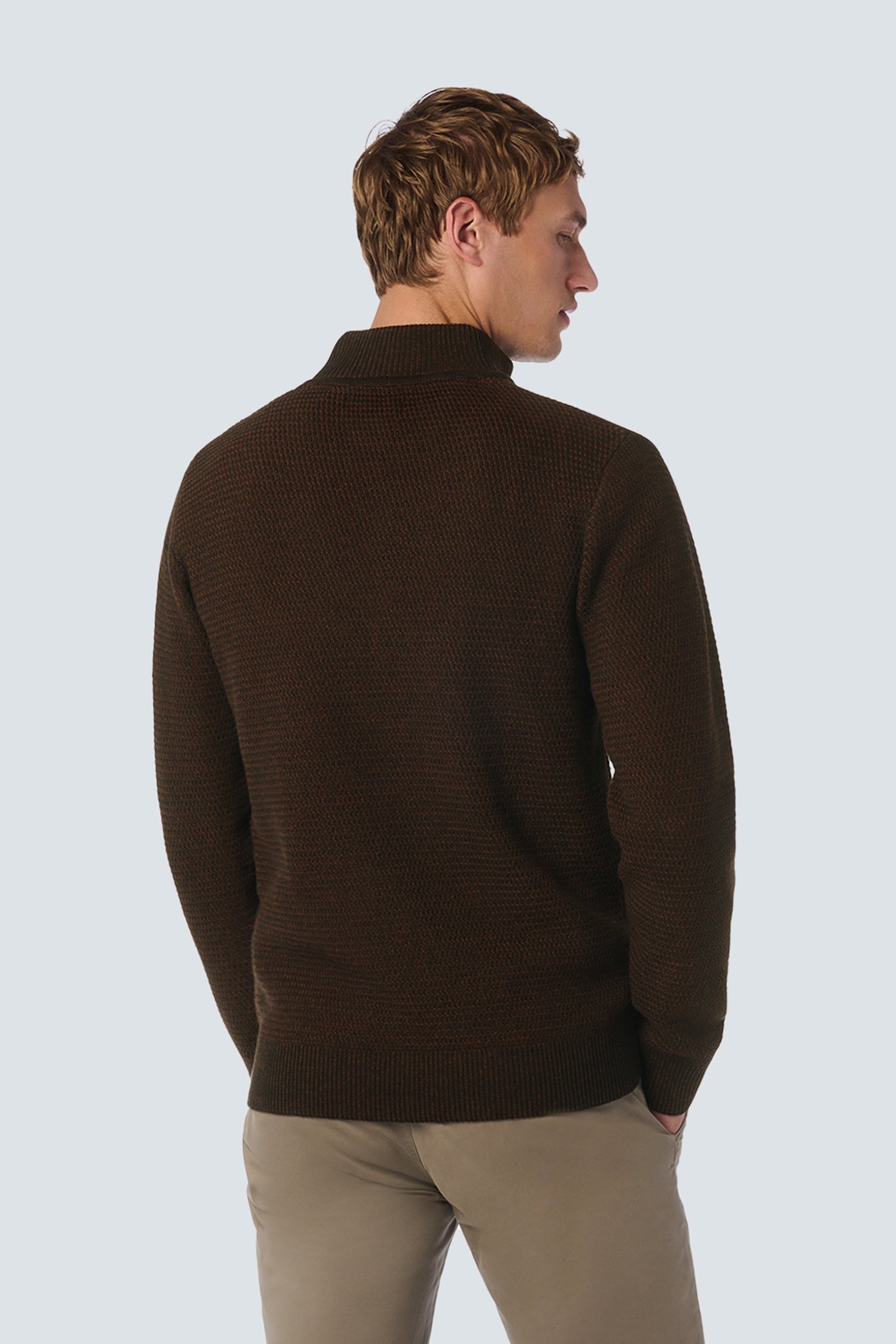 PULLOVER HALF ZIPPER 2 COLOURED MELANGE BROWN 2