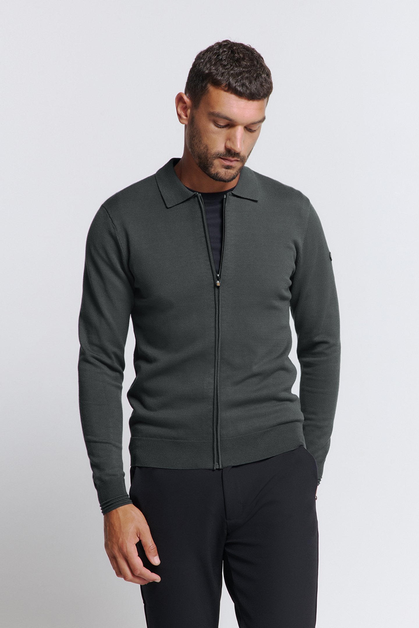 CARDIGAN POLO DARK GREY 1
