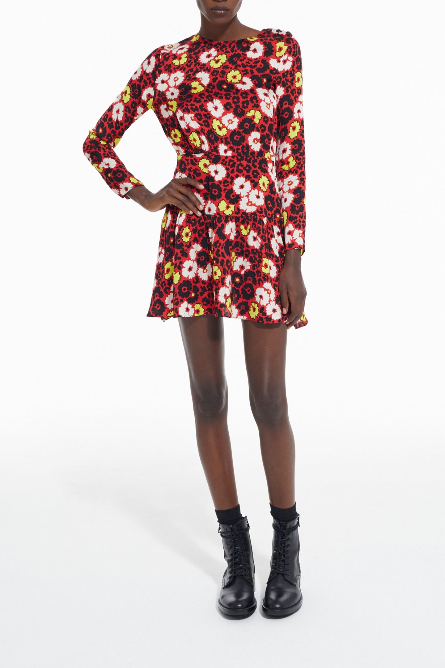 WILD BLOSSOM SHORT DRESS RED/YELLOW 3