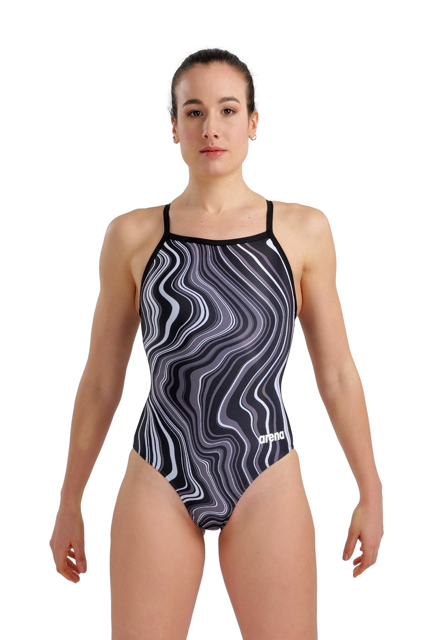 WOMEN'S SWIMSUIT LIGHTDROP BACK MARBLED BLACK BLACK MULTI 1