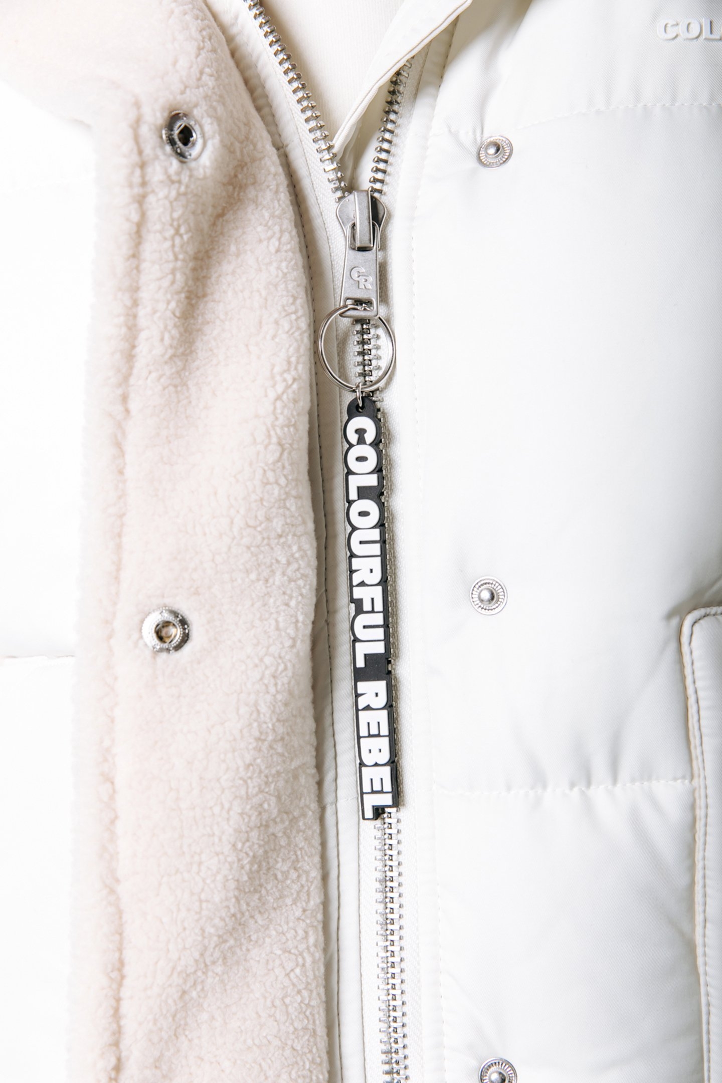 RYA CONTRAST TEDDY PUFFER JACKET OFF WHITE 8