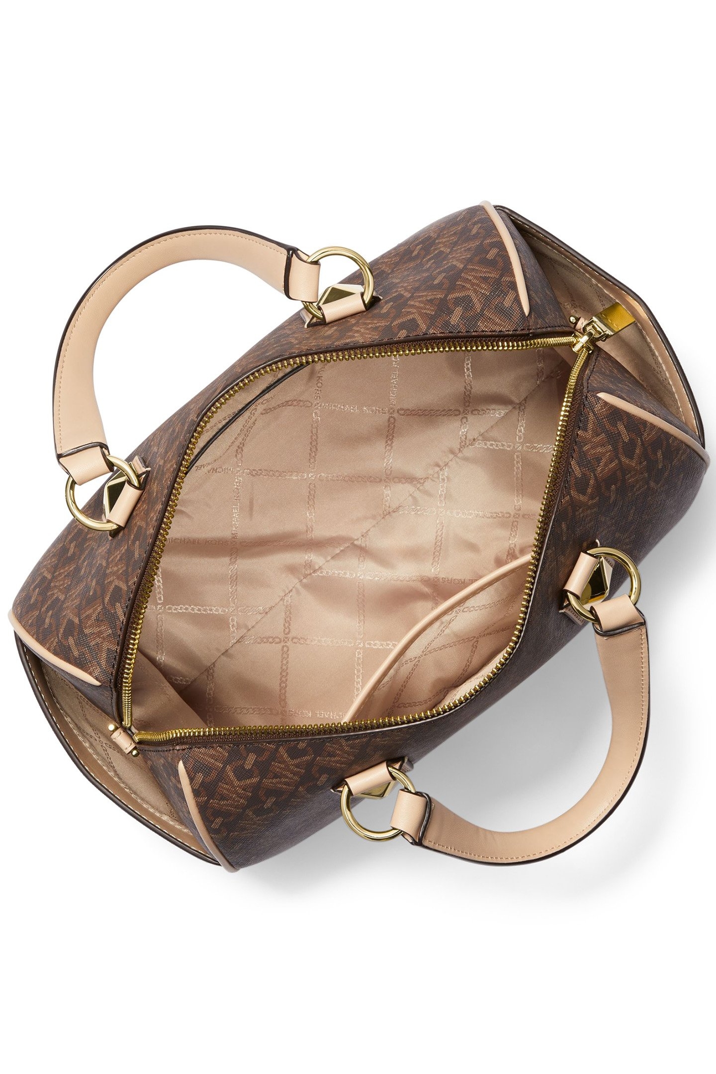 DUFFLE SATCHEL BAG IN BROWN LOGO PRINT 3