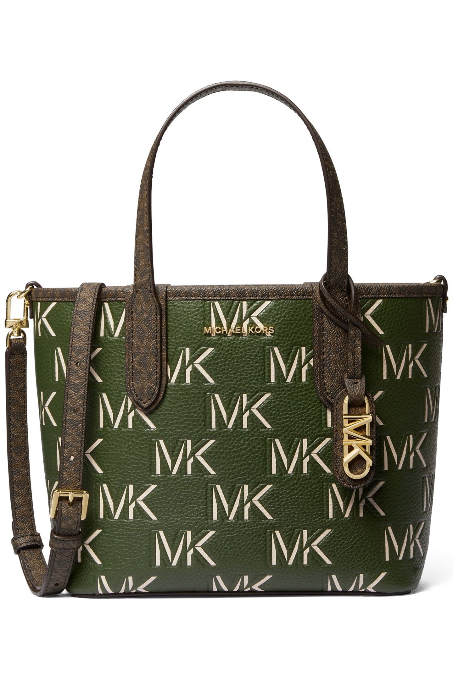 SMALL EW OPEN TOTE BAG IN LOGO PRINT IN GREEN 1