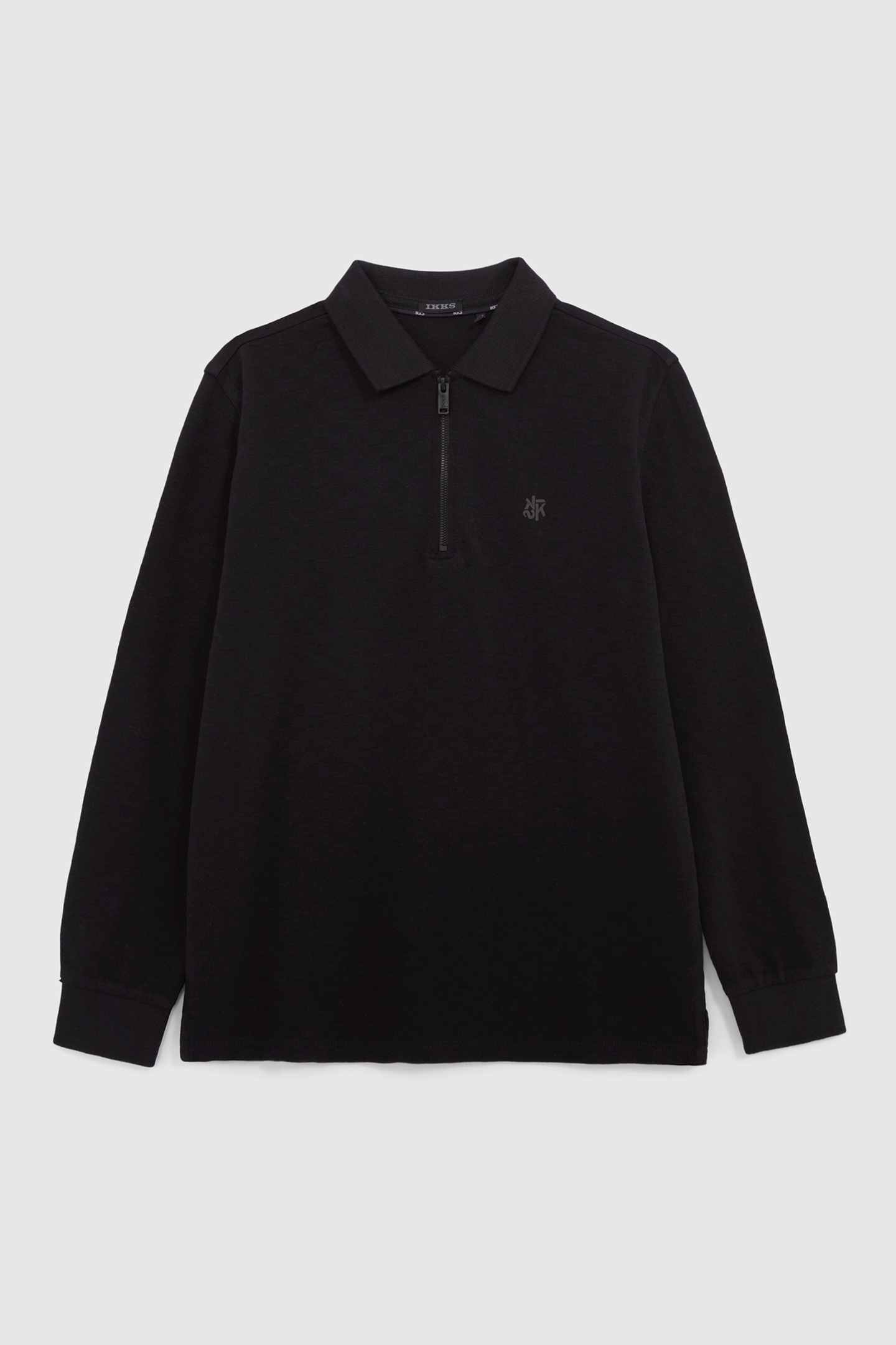 BOY'S BLACK ORGANIC COTTON CHECKERBOARD POLO SHIRT 1
