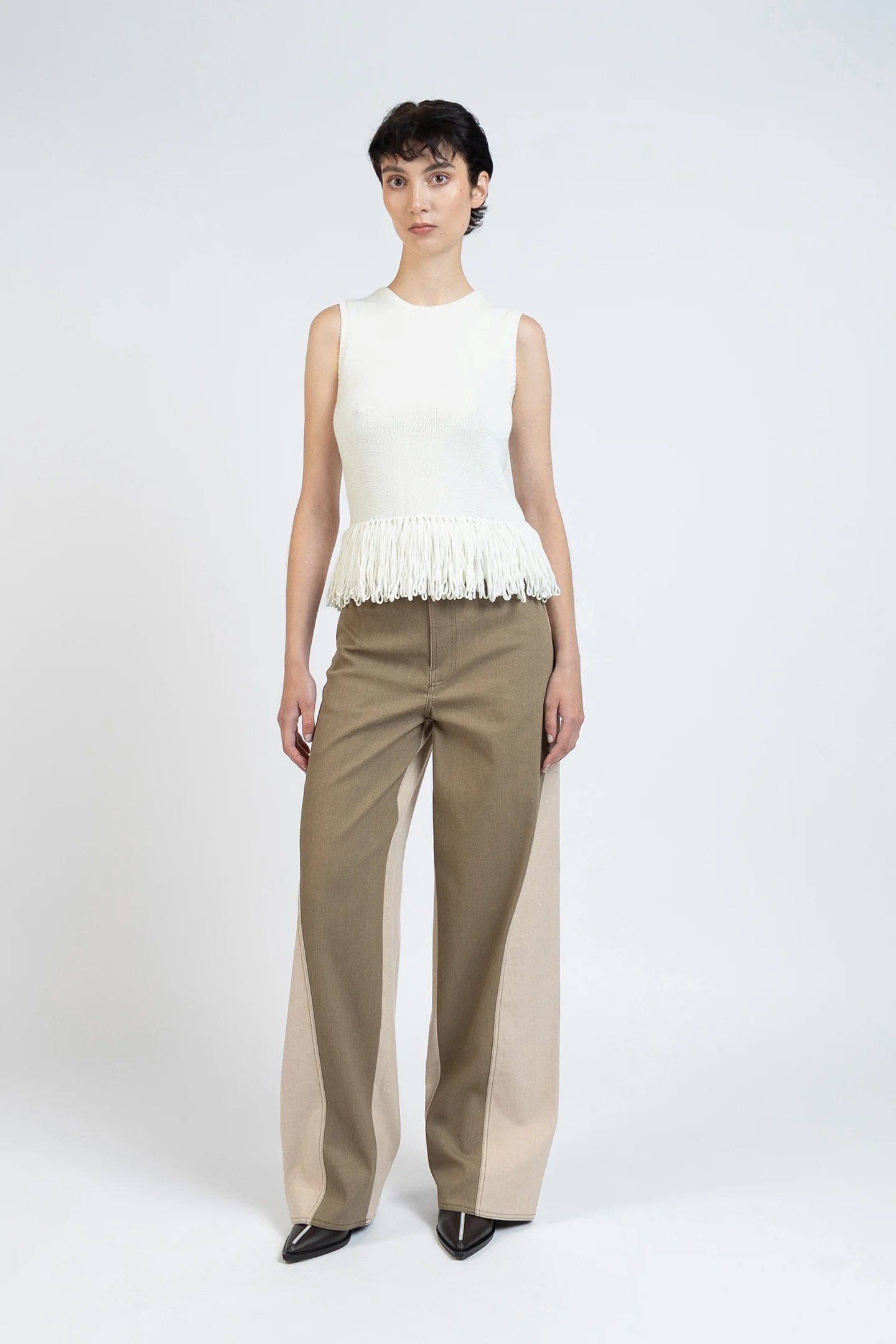 KNIT VEST TOP WITH FRINGE OFF WHITE 2