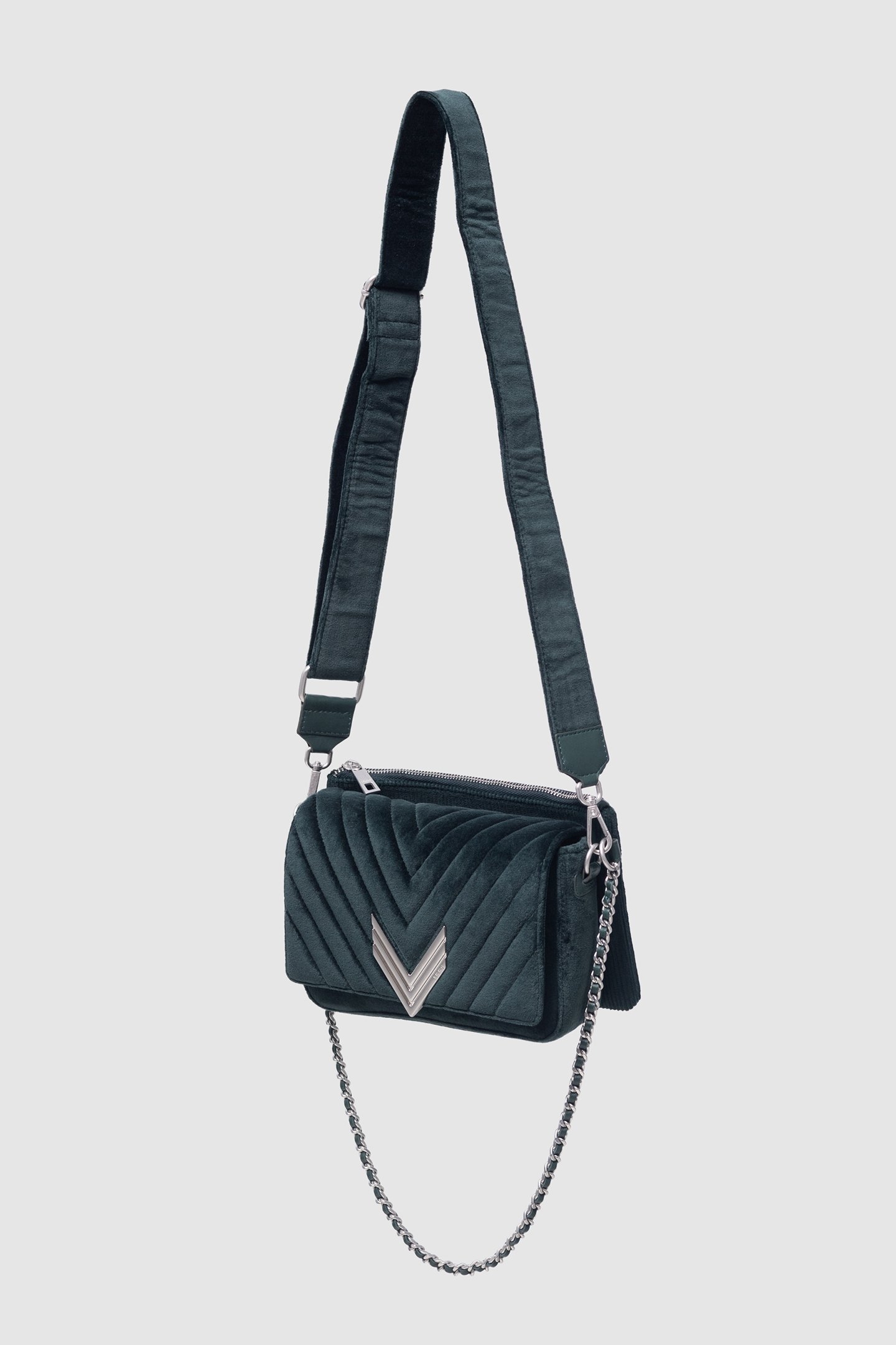 THE 111 BOLIVAR GREEN VELVET QUILTED WOMAN BRITISH GREEN 1