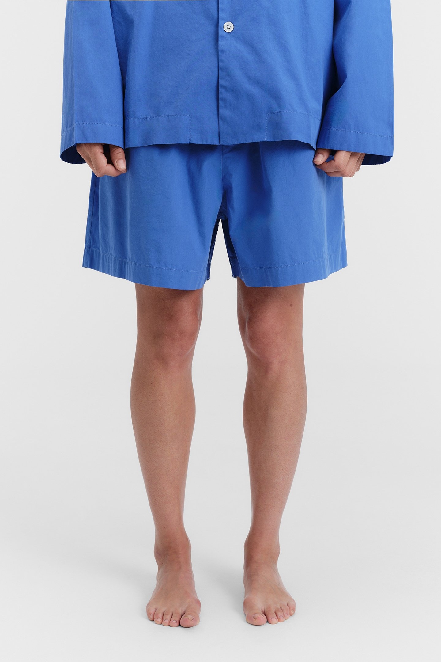 UNISEX POPLIN PYJAMAS SHORTS ROYAL BLUE 1