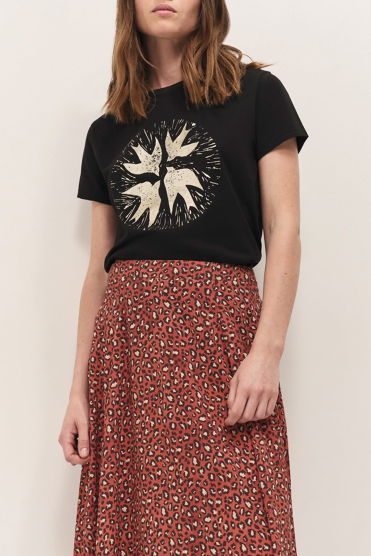 MASTER BLACK T-SHIRT WITH ARTY BIRD COLLAGE FOIL PRINT 1