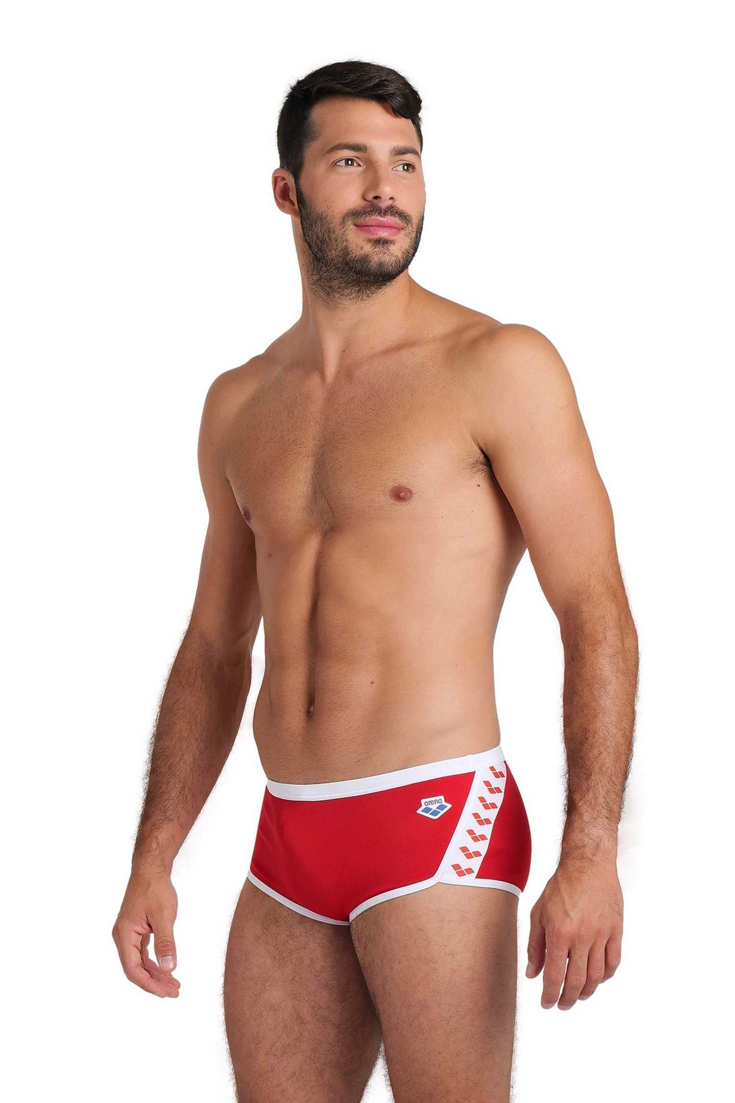 MEN'S ARENA ICONS SWIM LOW WAIST SHORT S RED WHITE 1