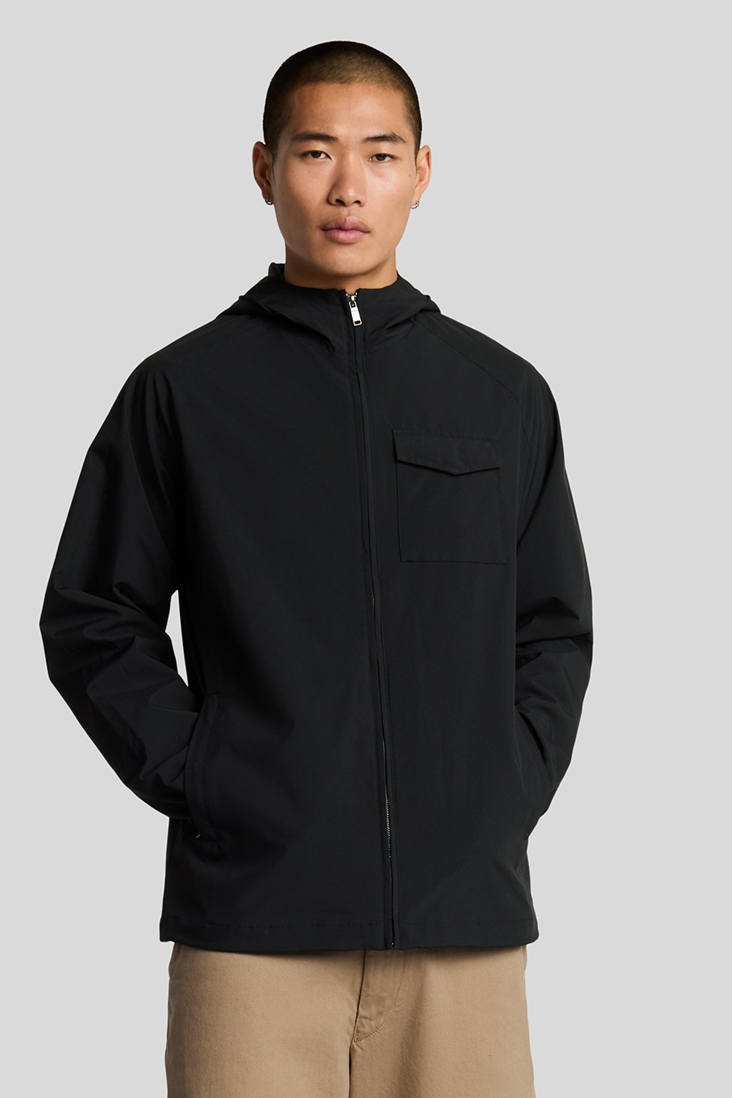 HOODED SHELL JACKET JET BLACK 1