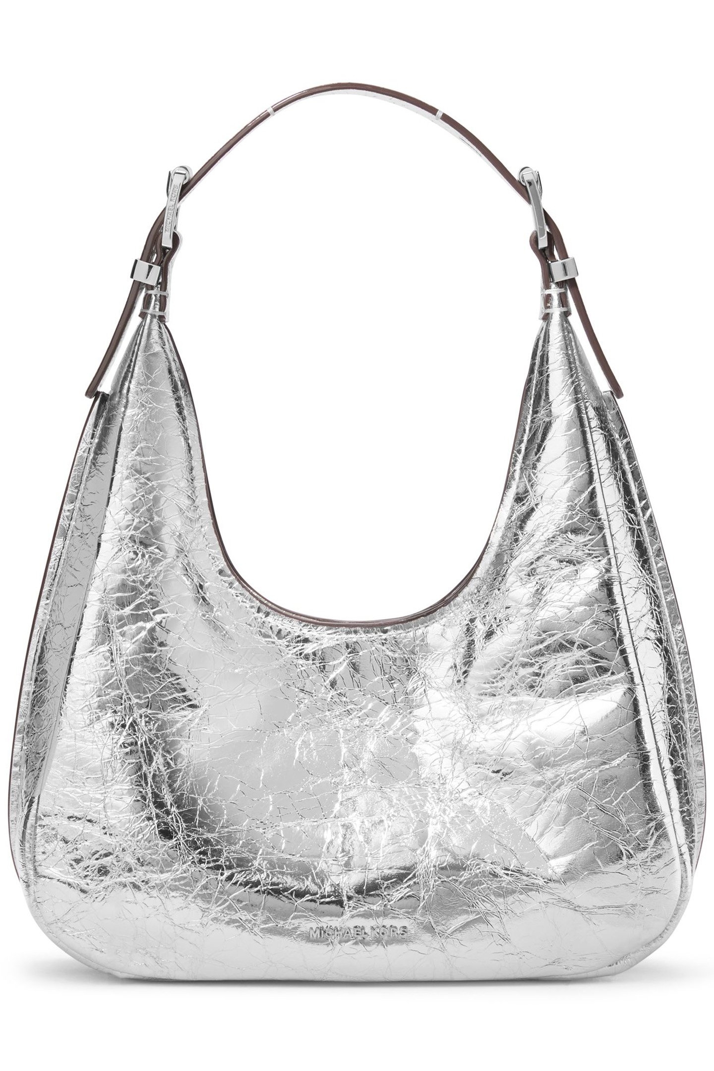 HOBO SHOULDER LEATHER BAG IN SILVER 1
