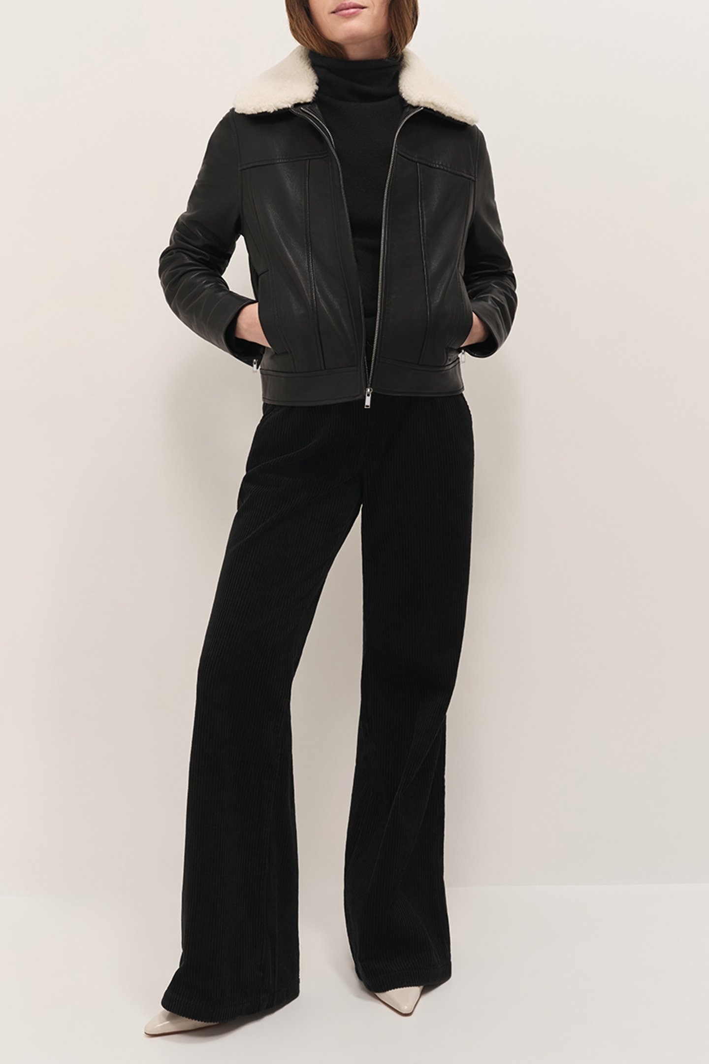 DAMIAN - BLACK LEATHER AVIATOR-STYLE JACKET WITH REMOVABLE S 4