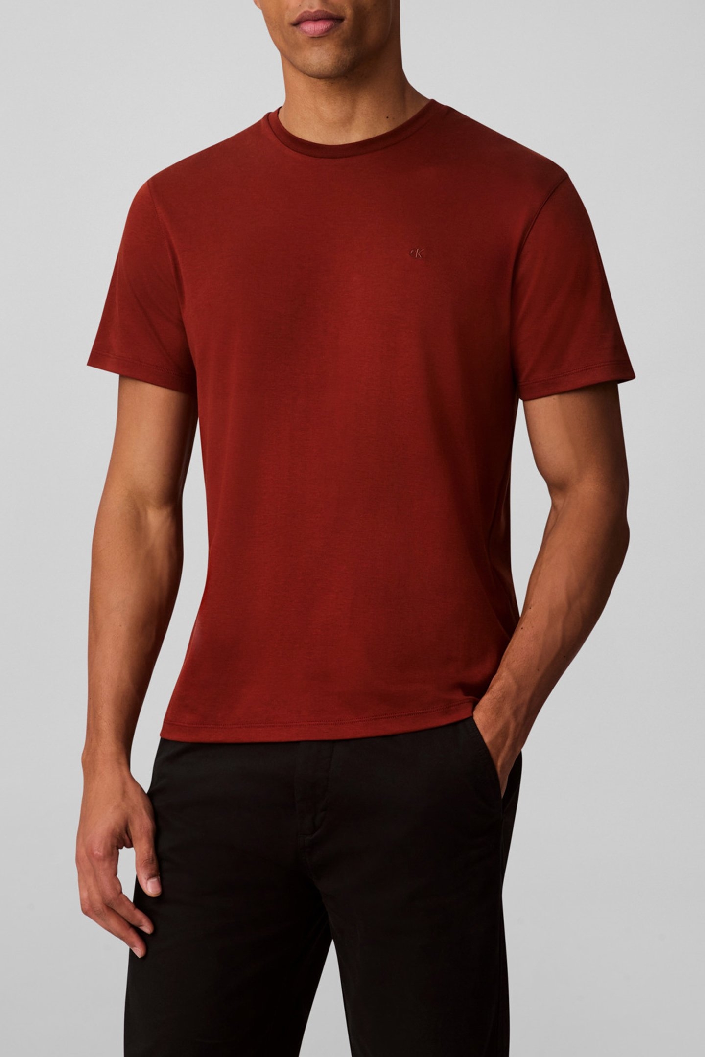 SS SUPIMA CHEST CREWNECK TEE ACADEMIC RED 1