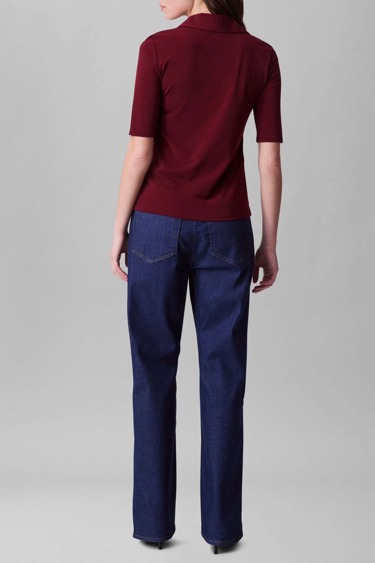 HS CREPE JERSEY POLO DEEP ROUGE 3