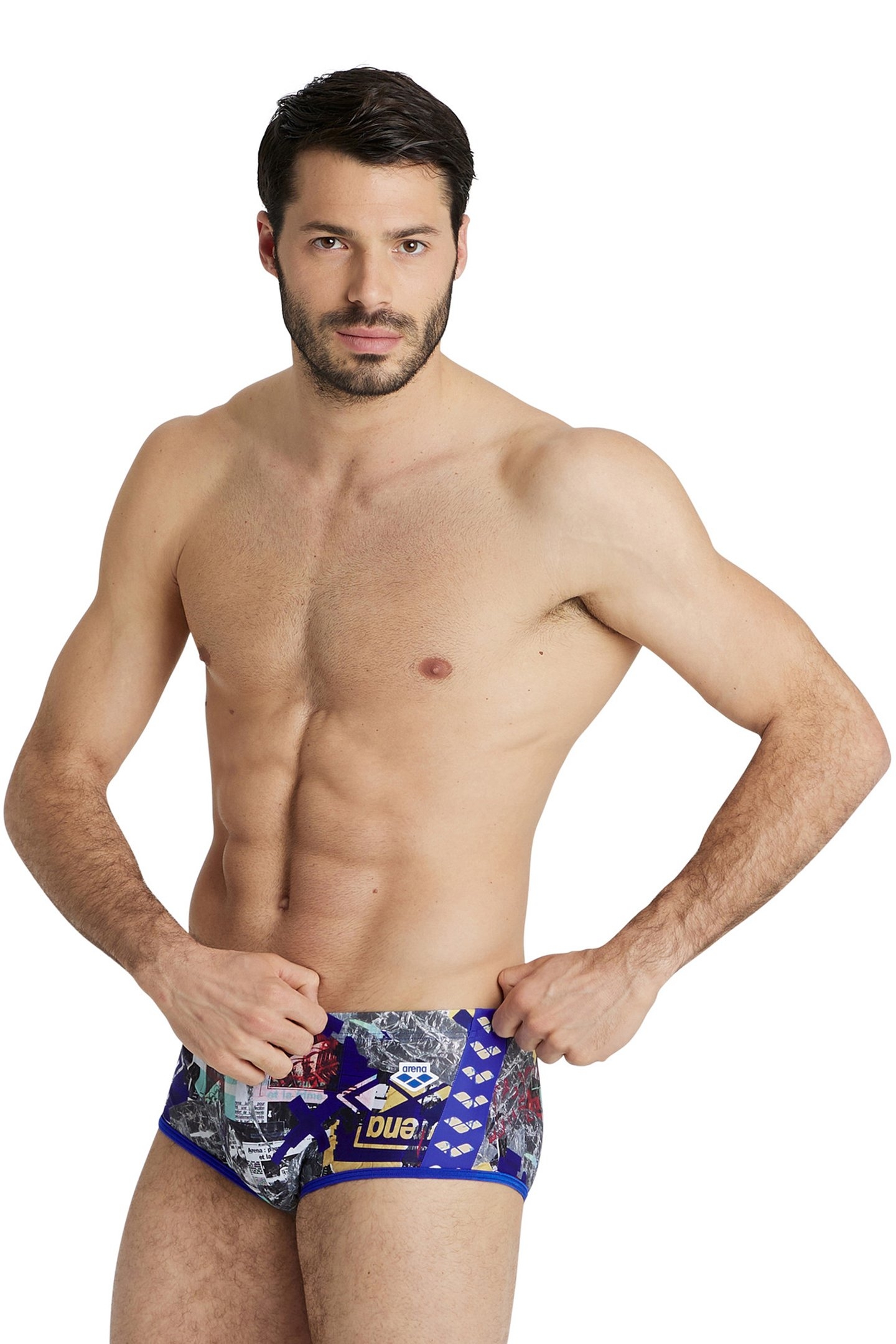 MEN'S ARENA ICONS SWIM LOW WAIST SHORT A NEON BLUE MULTI 1