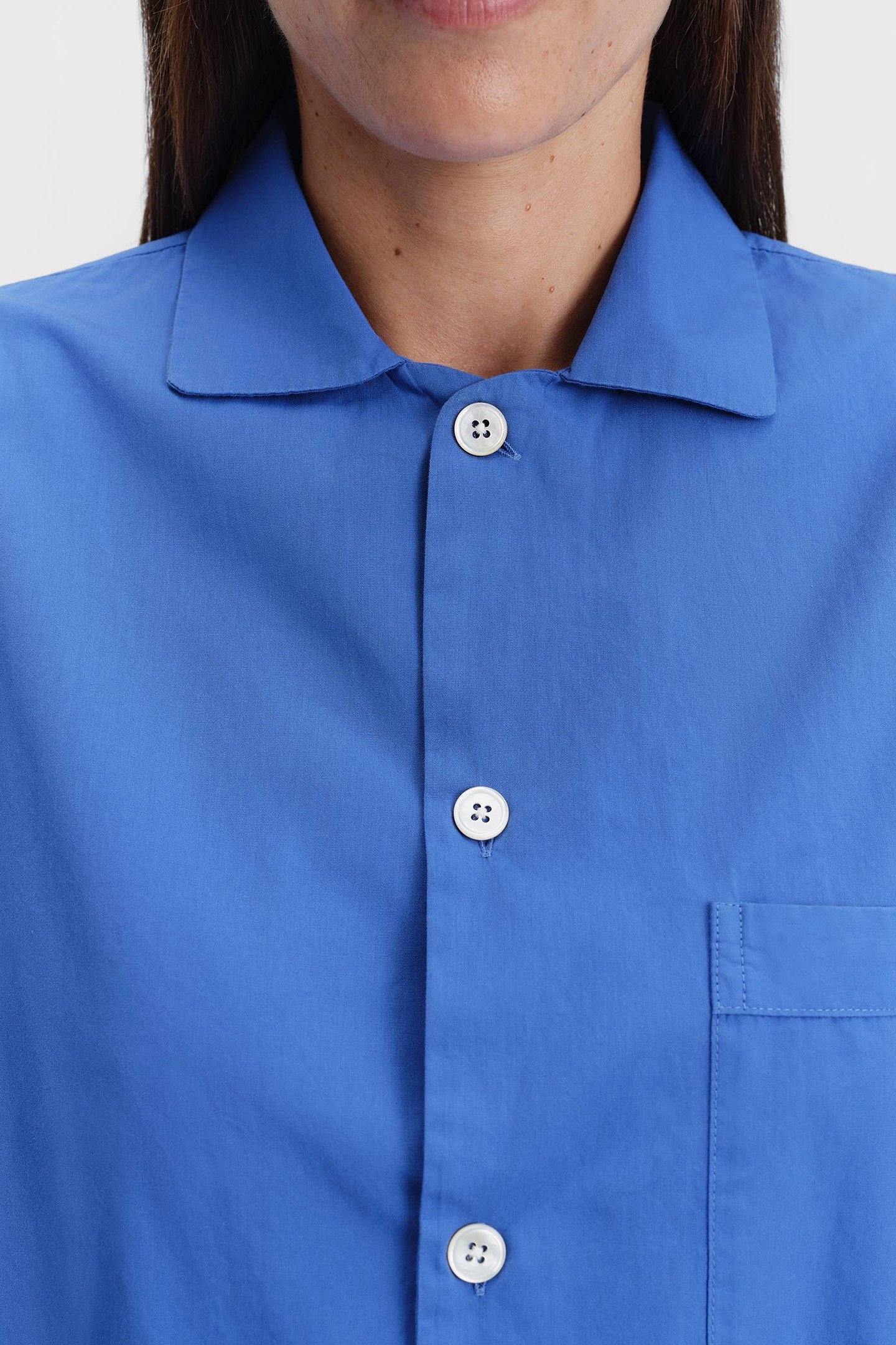 UNISEX POPLIN PYJAMAS SHIRT ROYAL BLUE 5