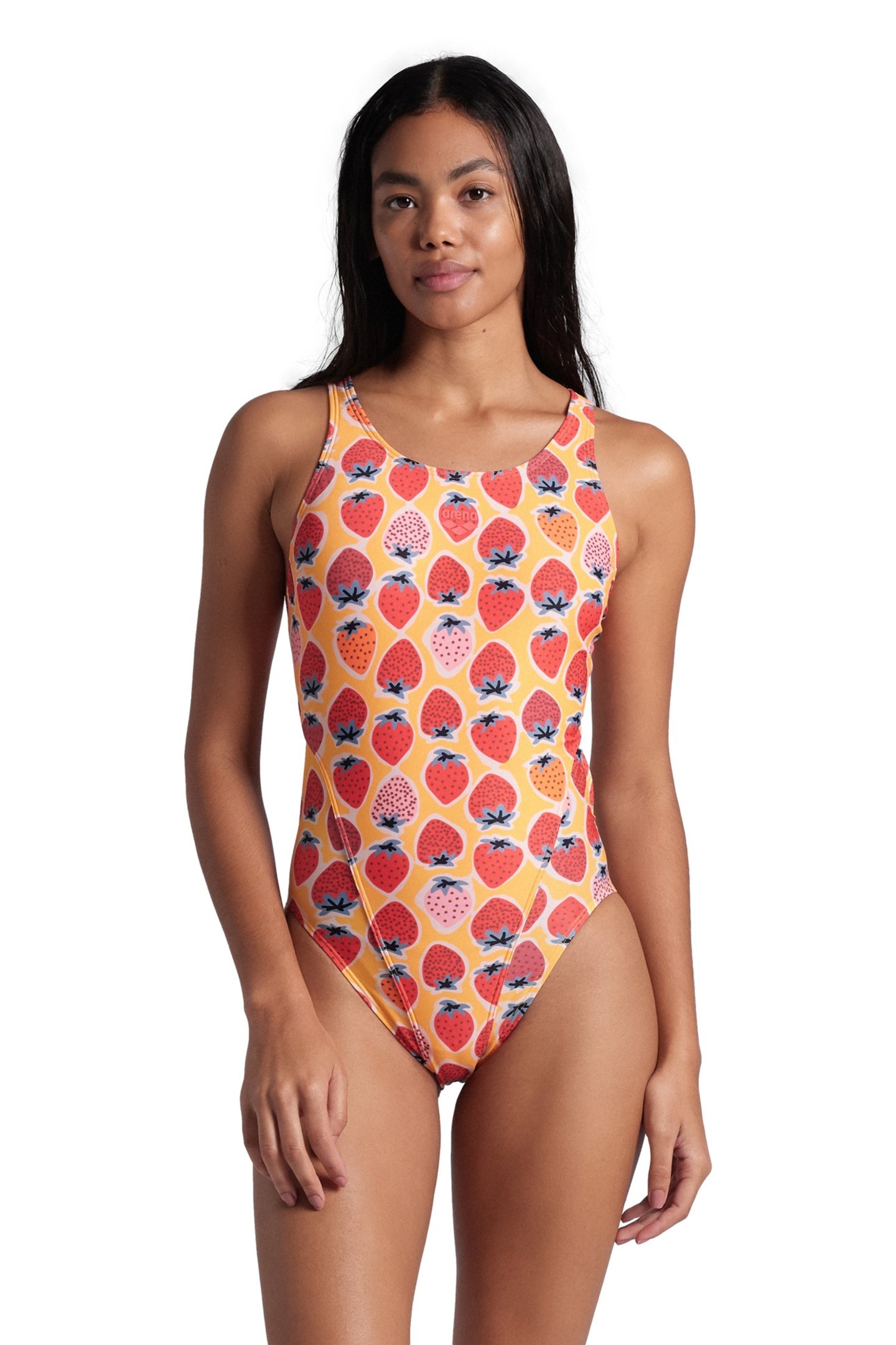 WOMEN'S ARENA STRAWBERRY SWIMSUIT SWIM T FLUO RED ORANGE MUL 1