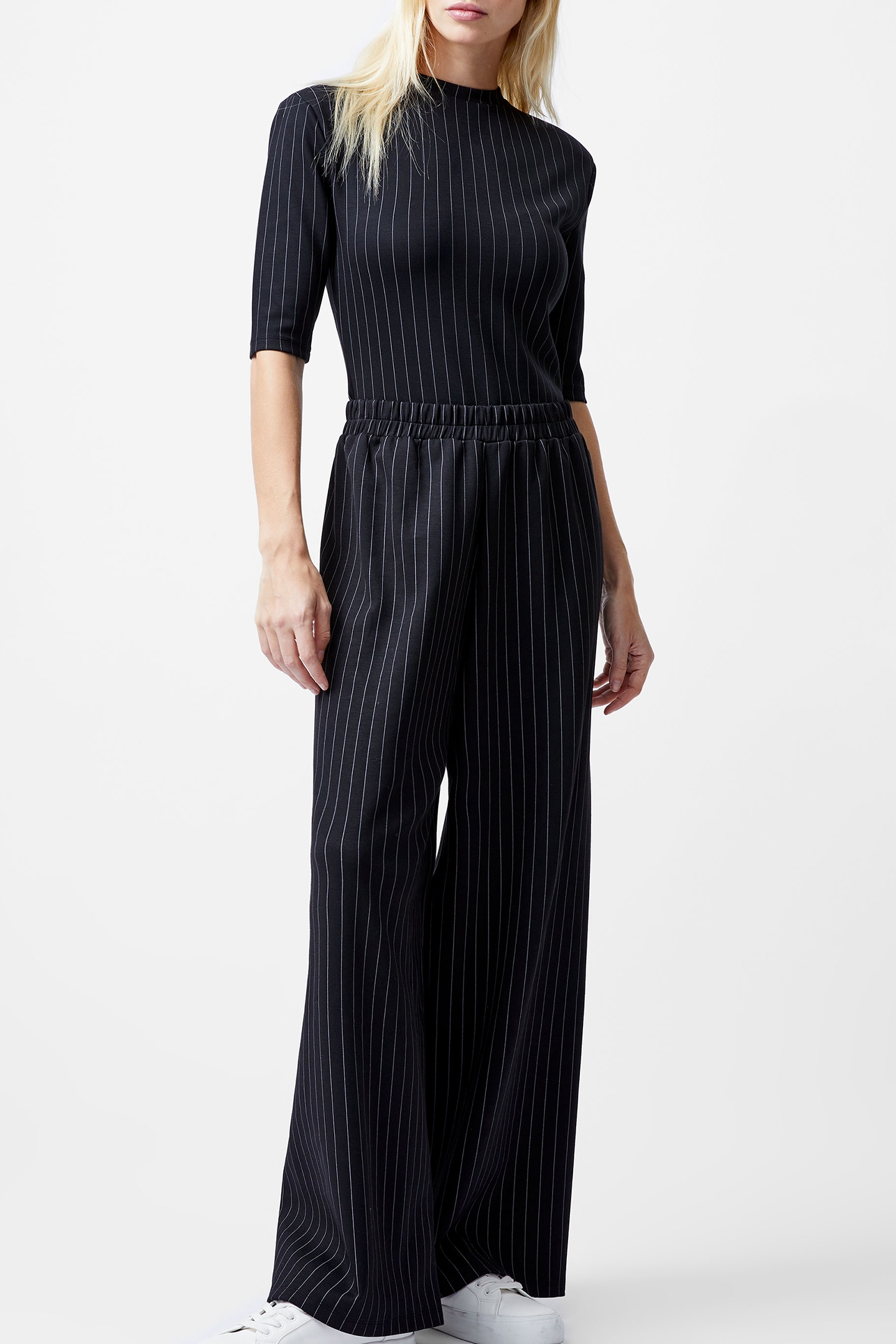 REGINA JERSEY WIDE LEG TROUSER BLACK/WHITE 2
