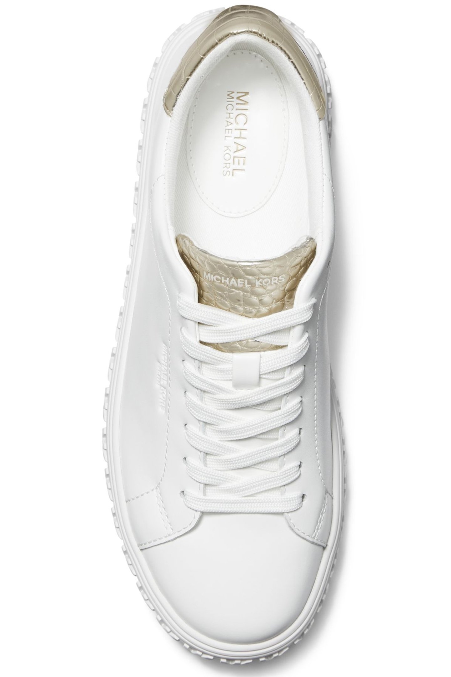 GROVE LACE UP TRAINER IN WHITE AND PALE GOLD 3