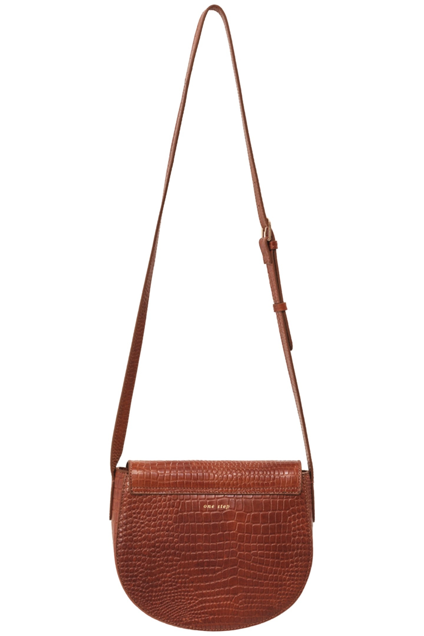 ALIBY TOFFEE-COLORED MESSENGER BAG IN CROCODILE-EFFECT EMBOS 1